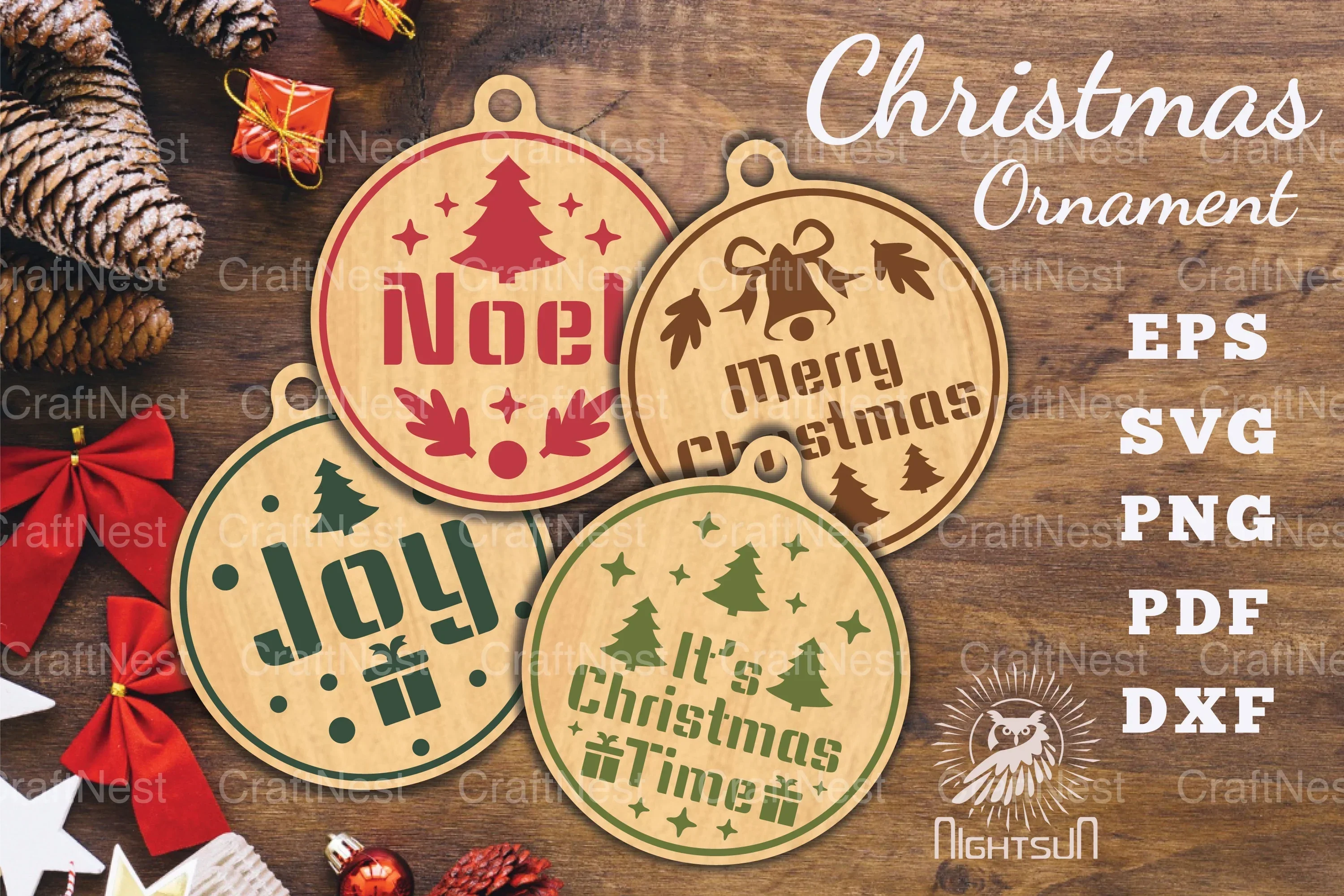 Christmas Round Ornament SVG Bundle