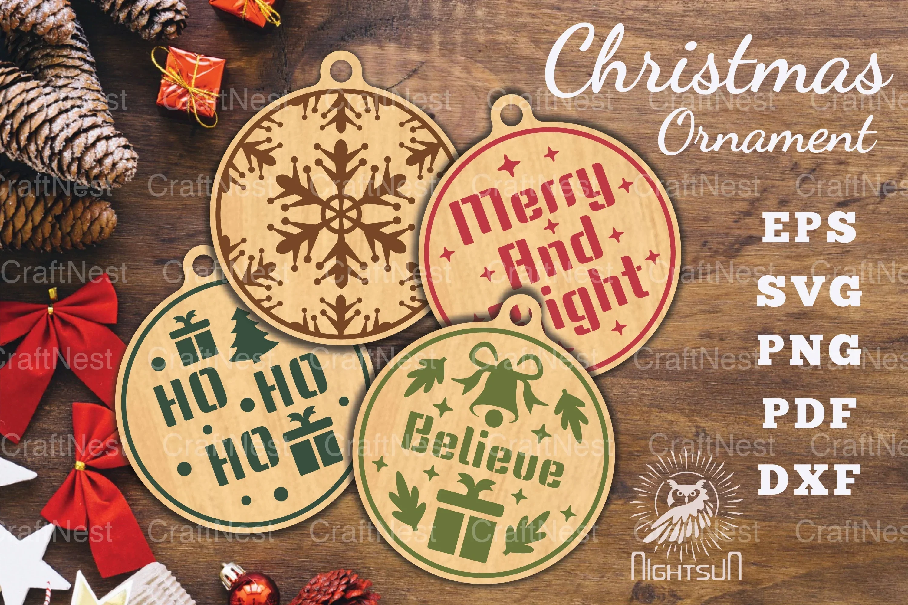 Christmas Round Ornament SVG Bundle