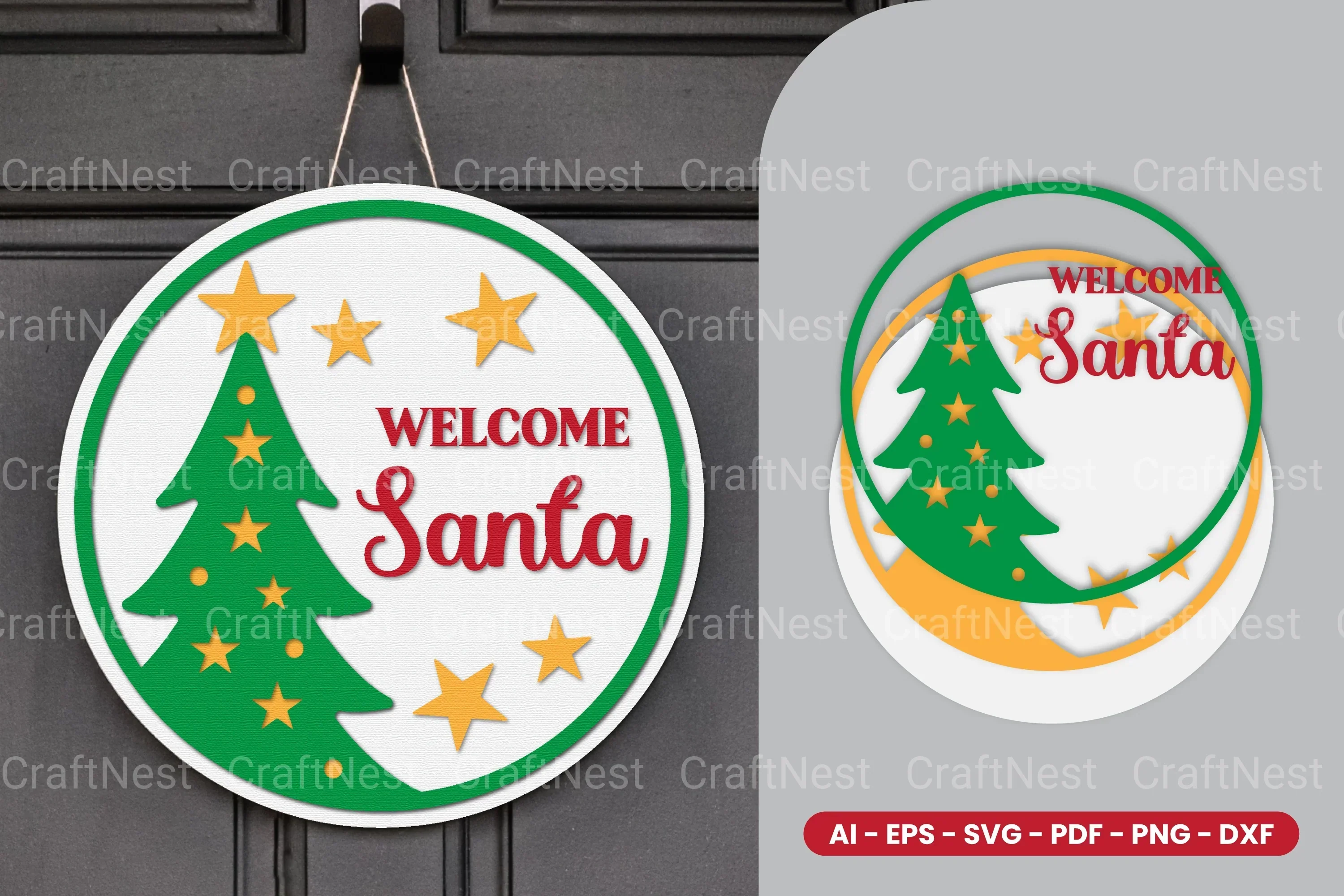 Christmas Round Sign Laser Cut SVG Bundle