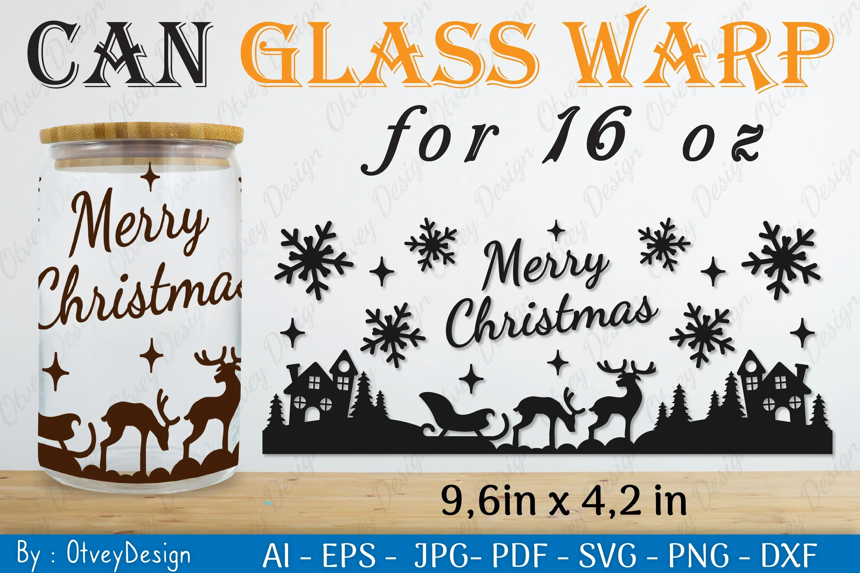 Christmas Santa Sleigh Can Glass 16 OZ SVG Bundle