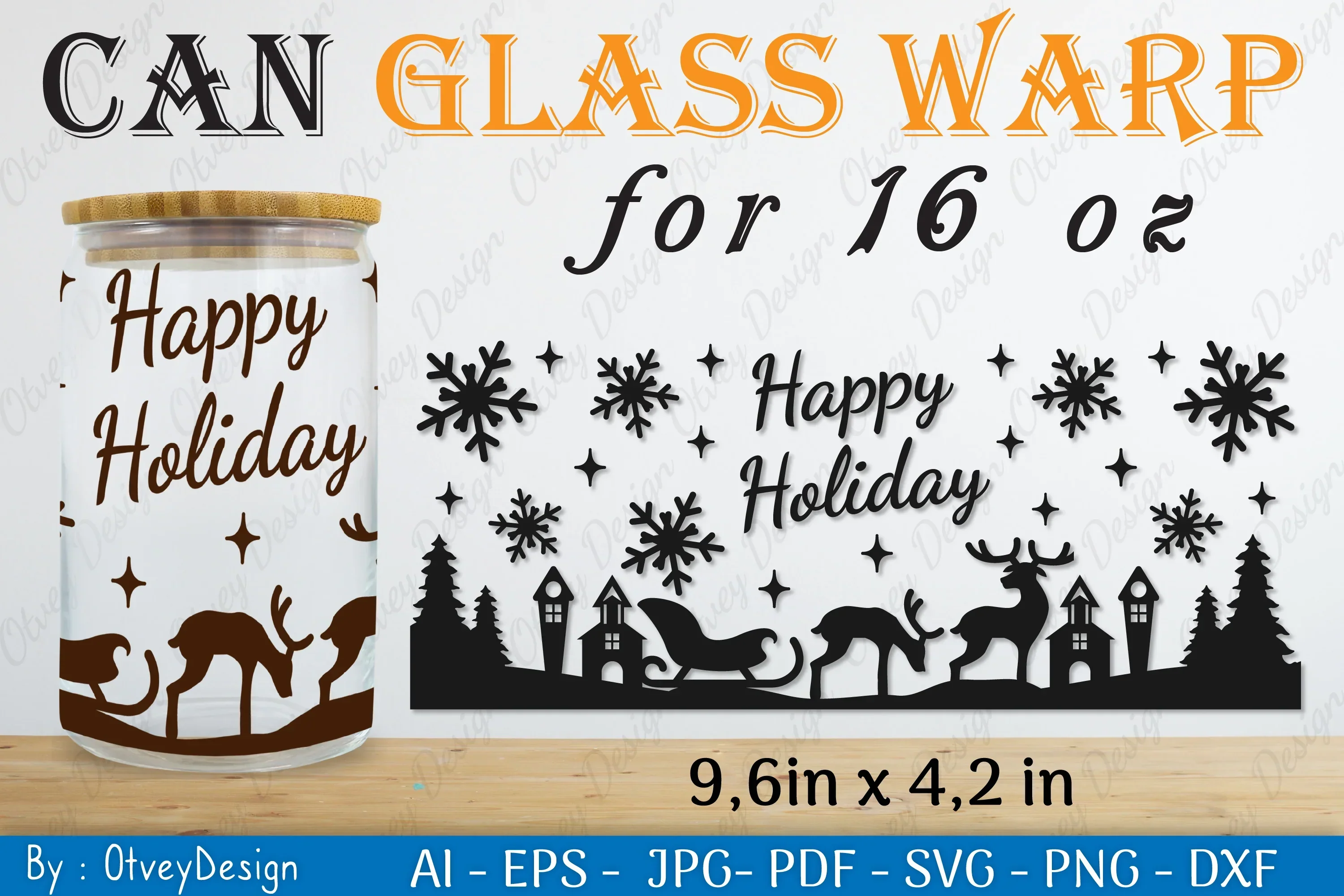 Christmas Santa Sleigh Can Glass 16 OZ SVG Bundle