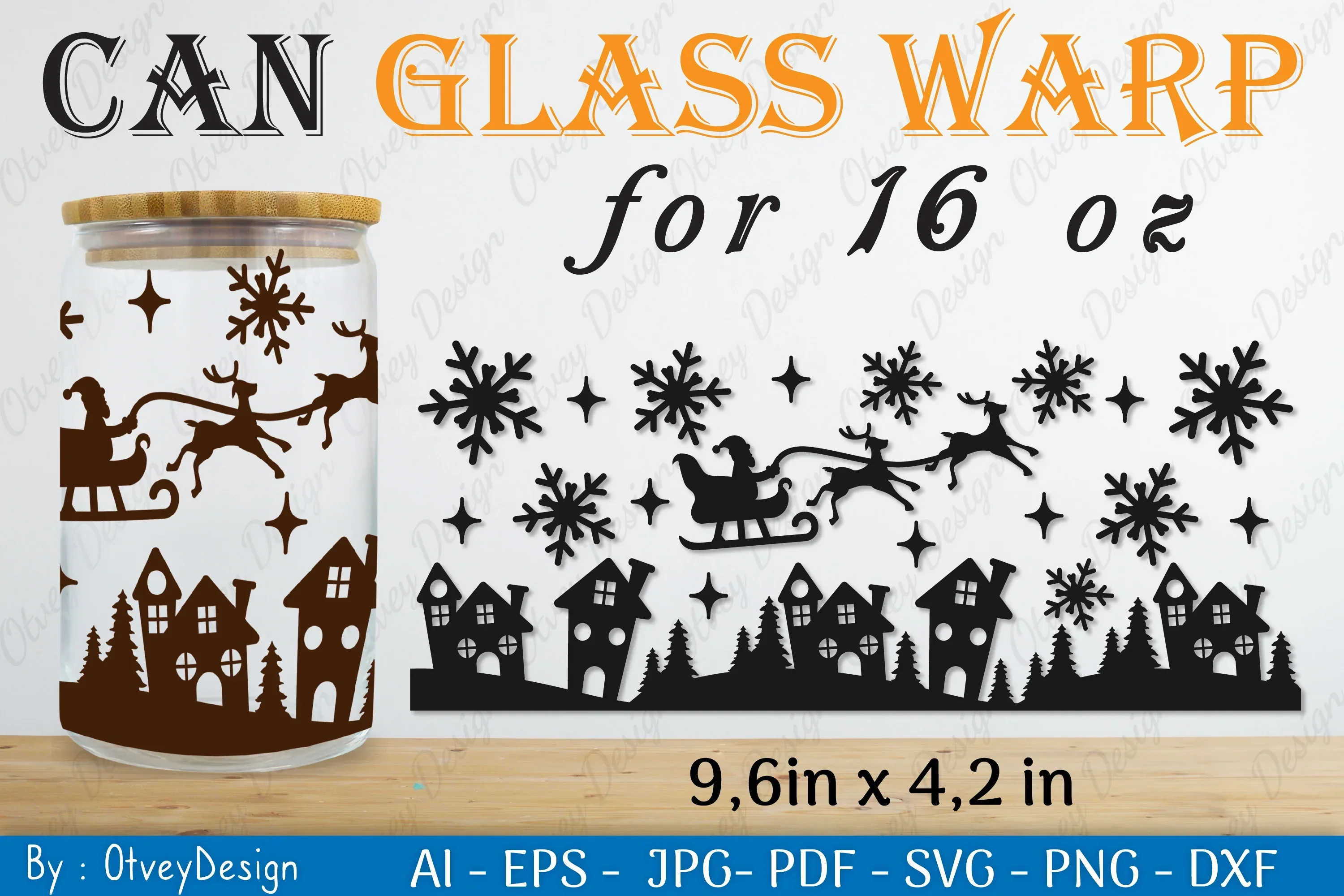 Christmas Santa Sleigh Can Glass SVG Bundle