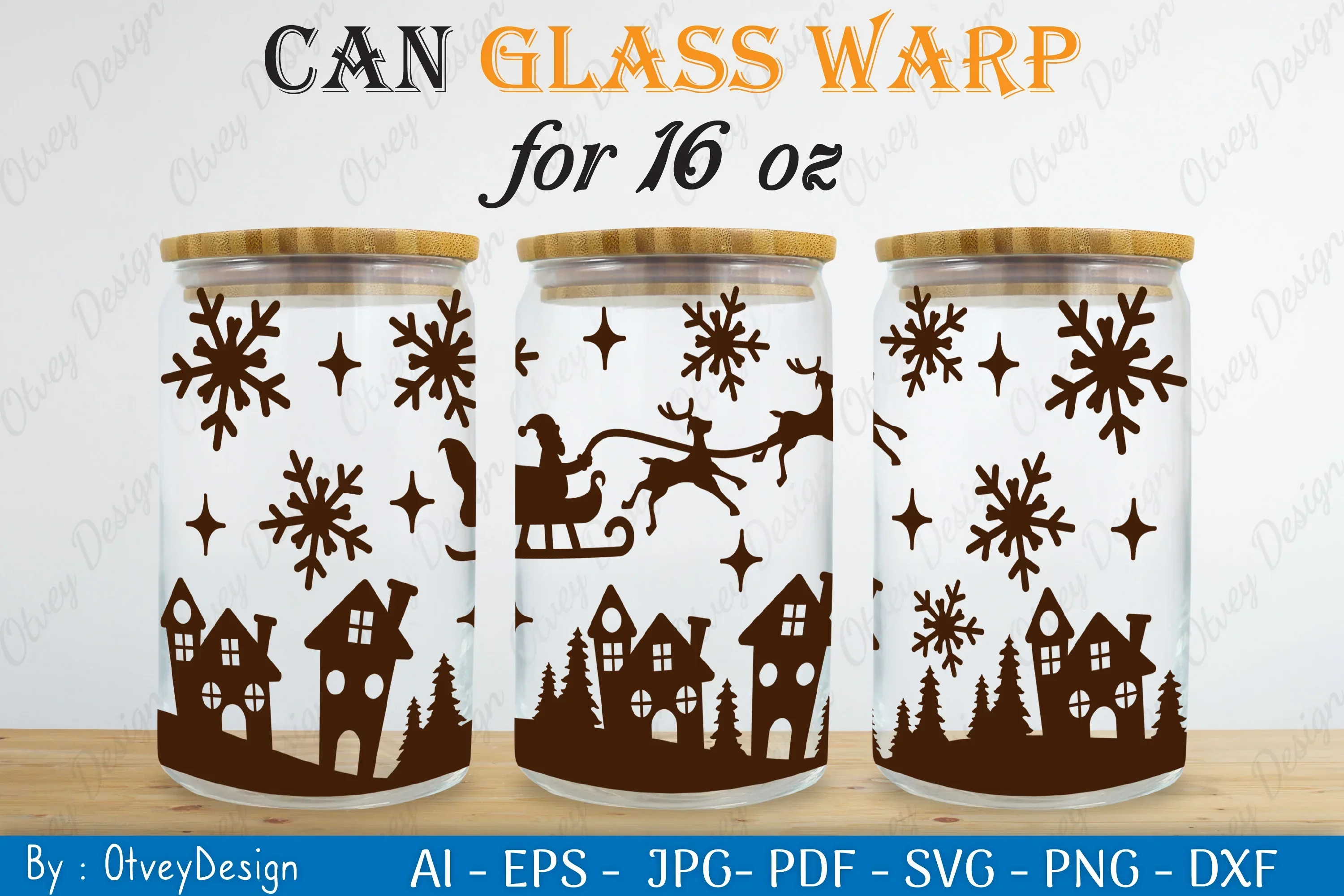 Christmas Santa Sleigh Can Glass SVG Bundle - Image 2