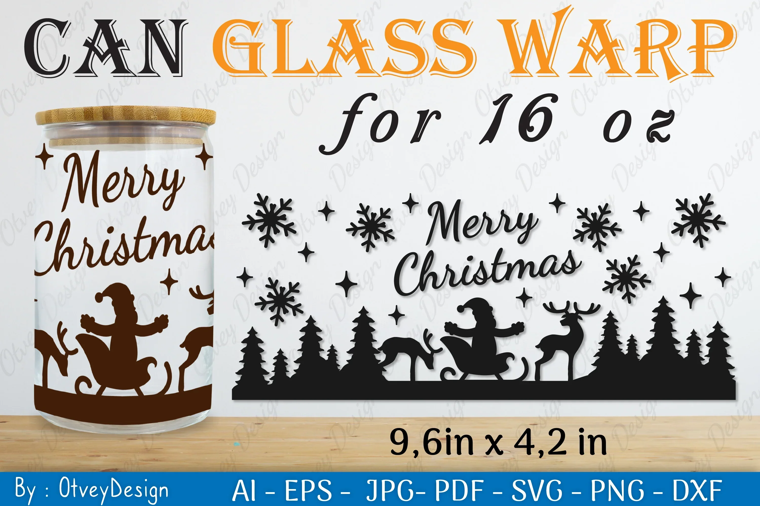 Christmas Santa Sleigh Can Glass SVG Bundle