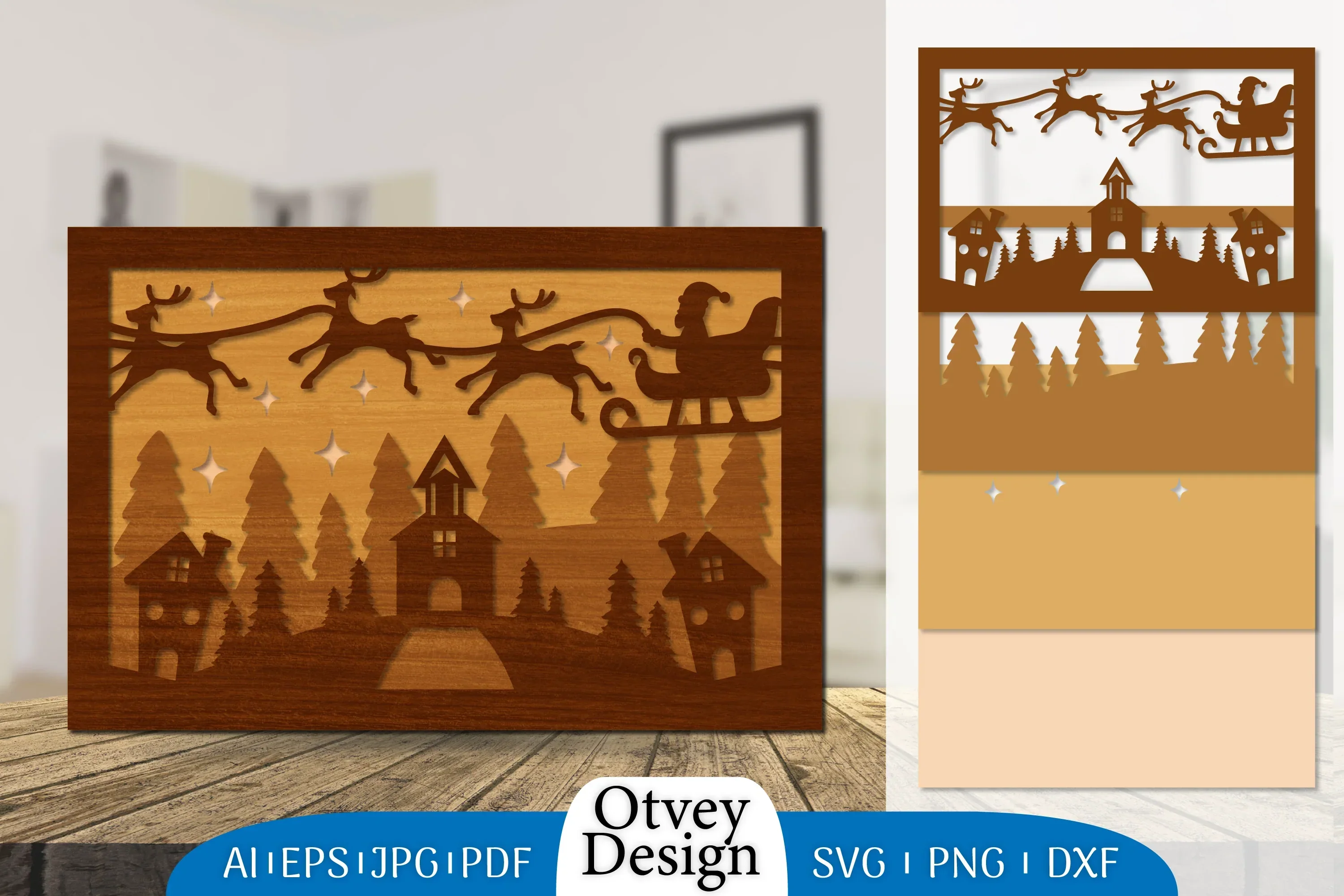 Christmas Santa Sleigh Lasercut SVG Bundle