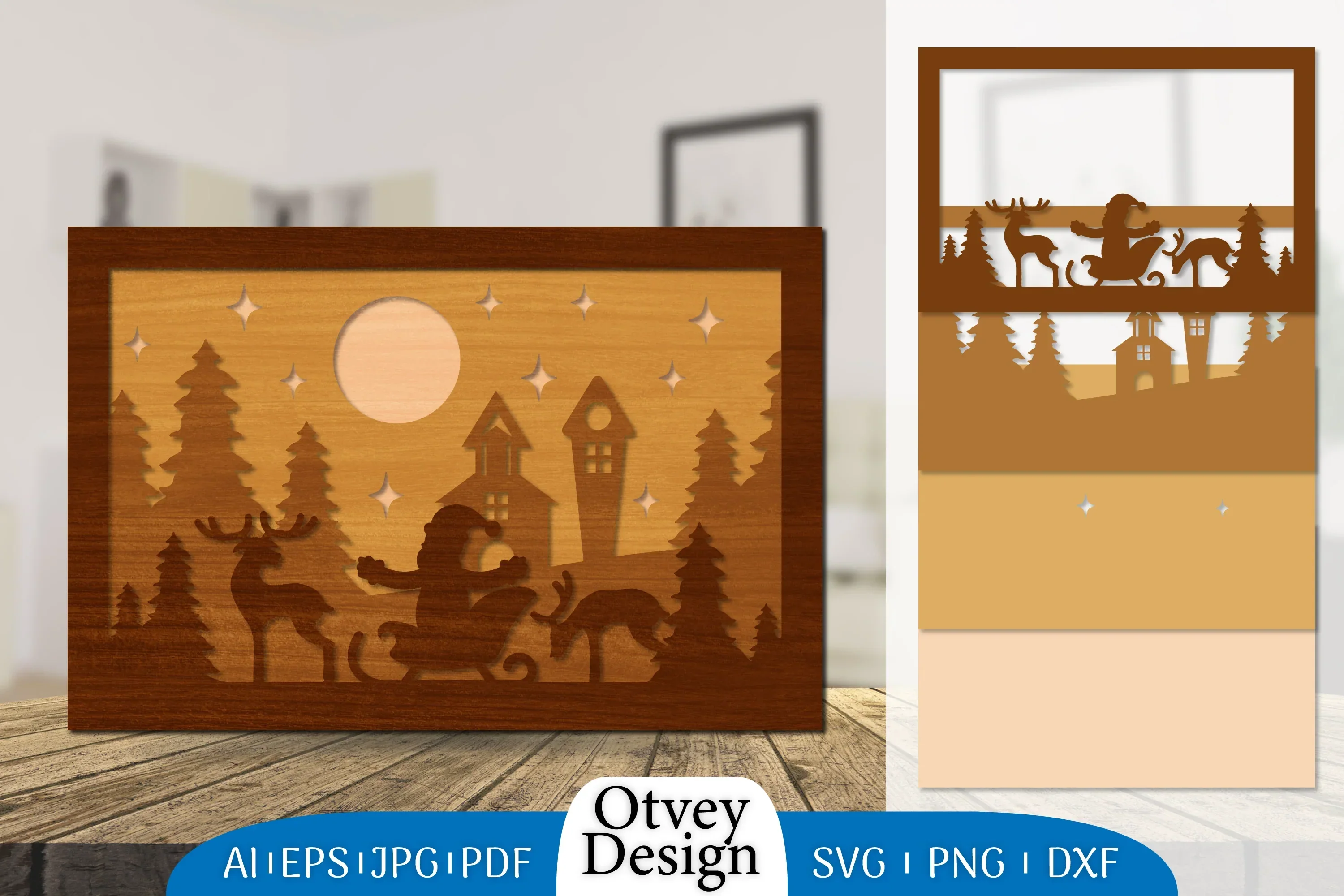 Christmas Santa Sleigh Lasercut SVG Bundle