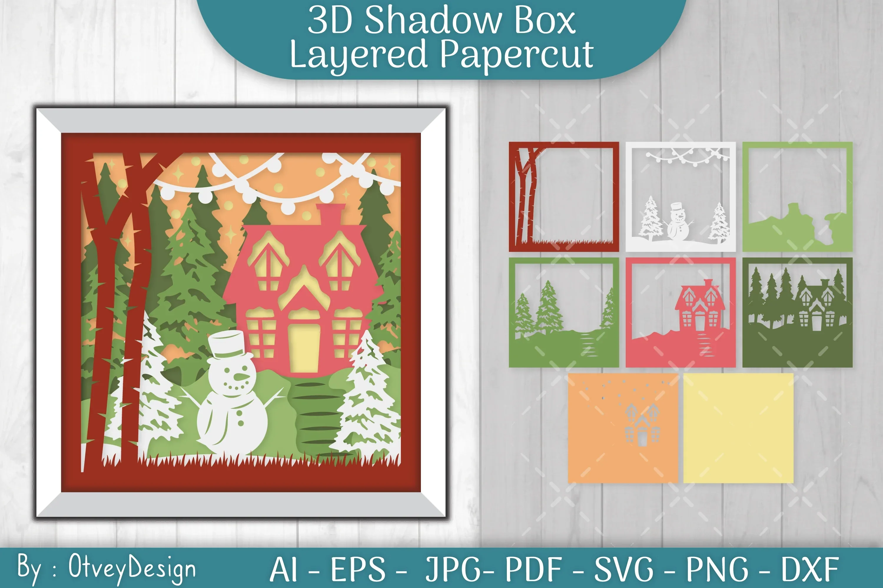 Christmas Scene 3D Shadow Box SVG Bundle - Image 3