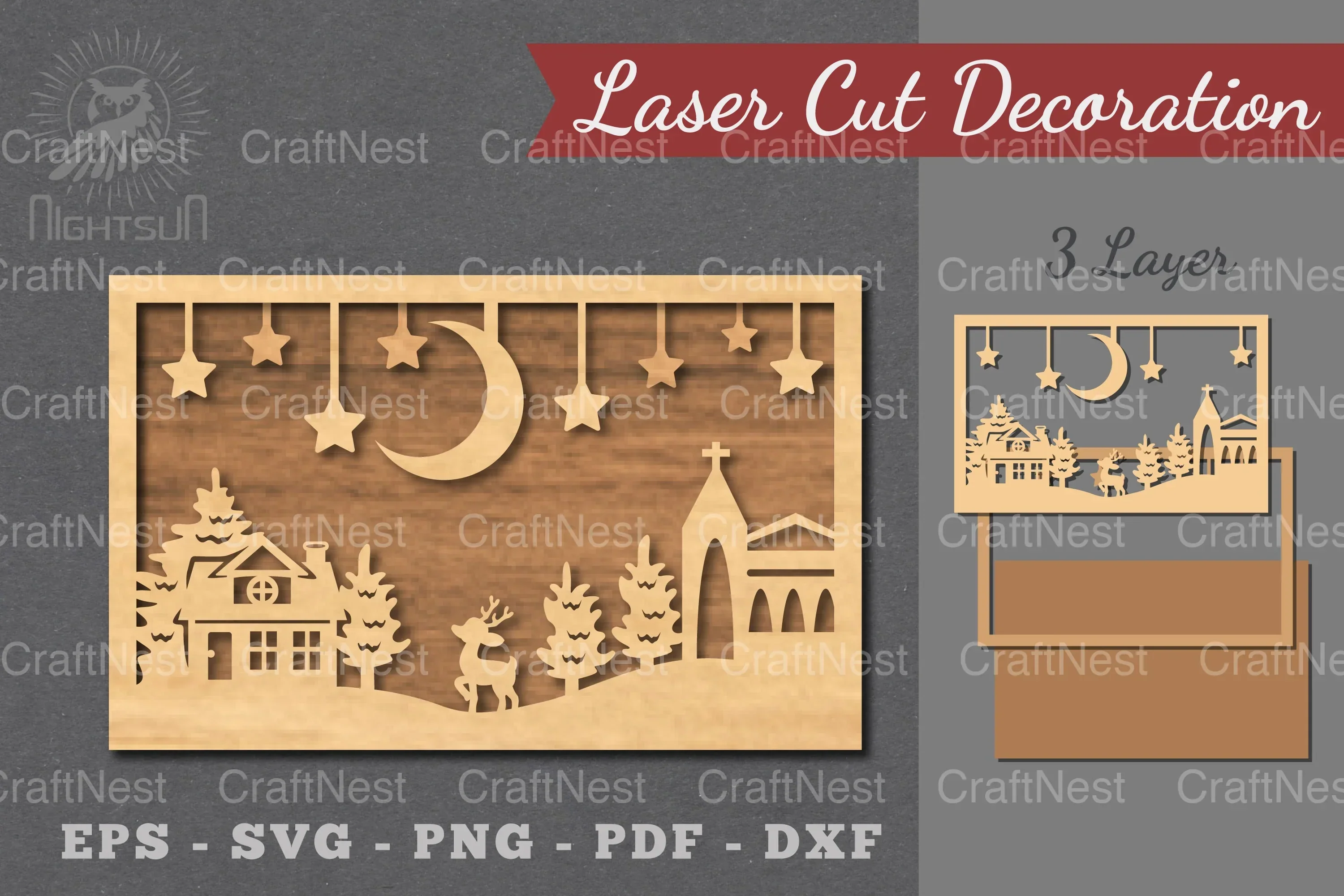 Christmas Scene Laser Cut Decoration SVG Bundle
