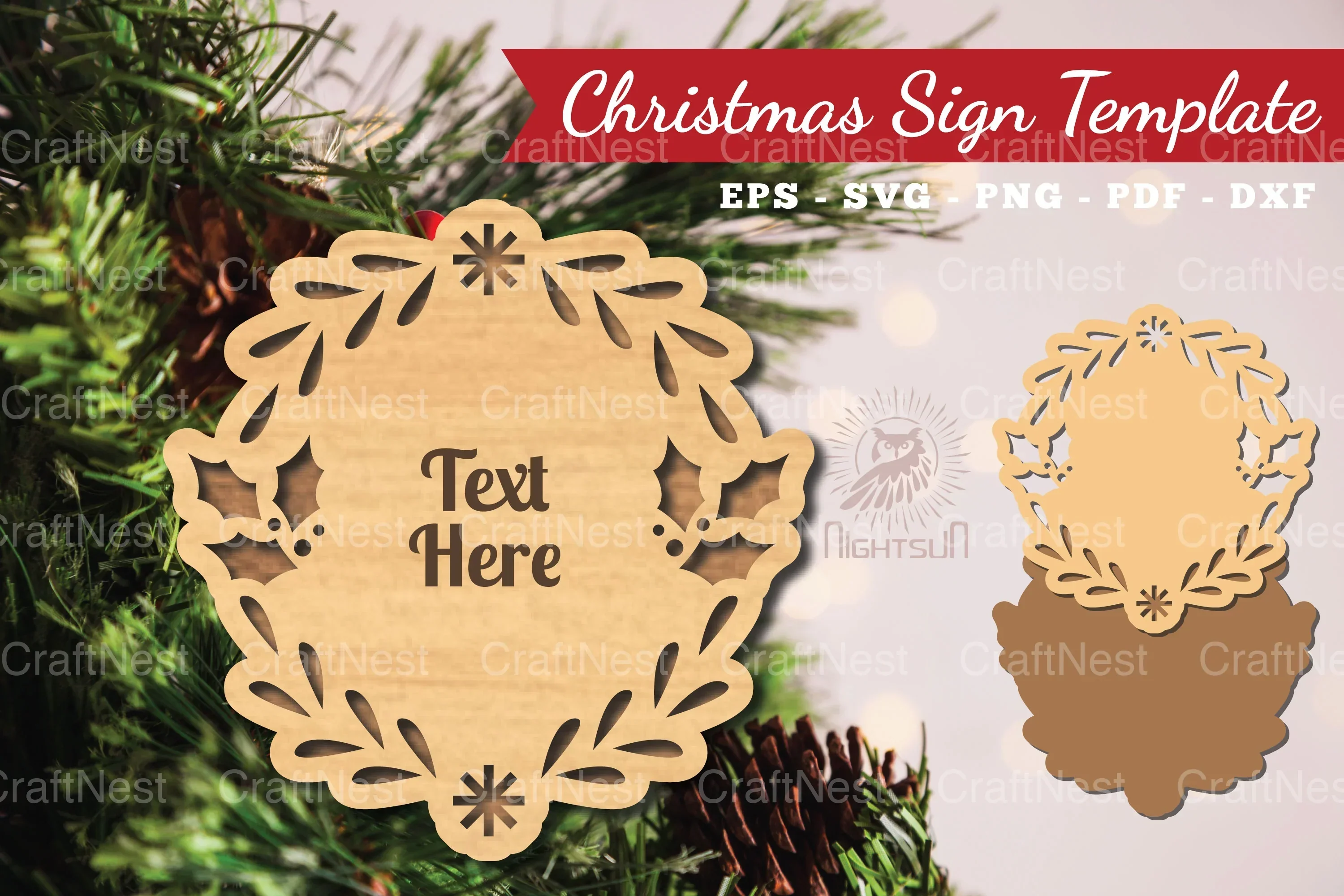 Christmas Sign Laser Cut Template - Clipart Bundle