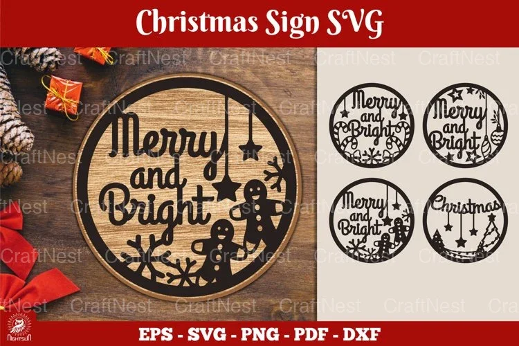 Christmas Sign SVG Sticker Clipart Bundle