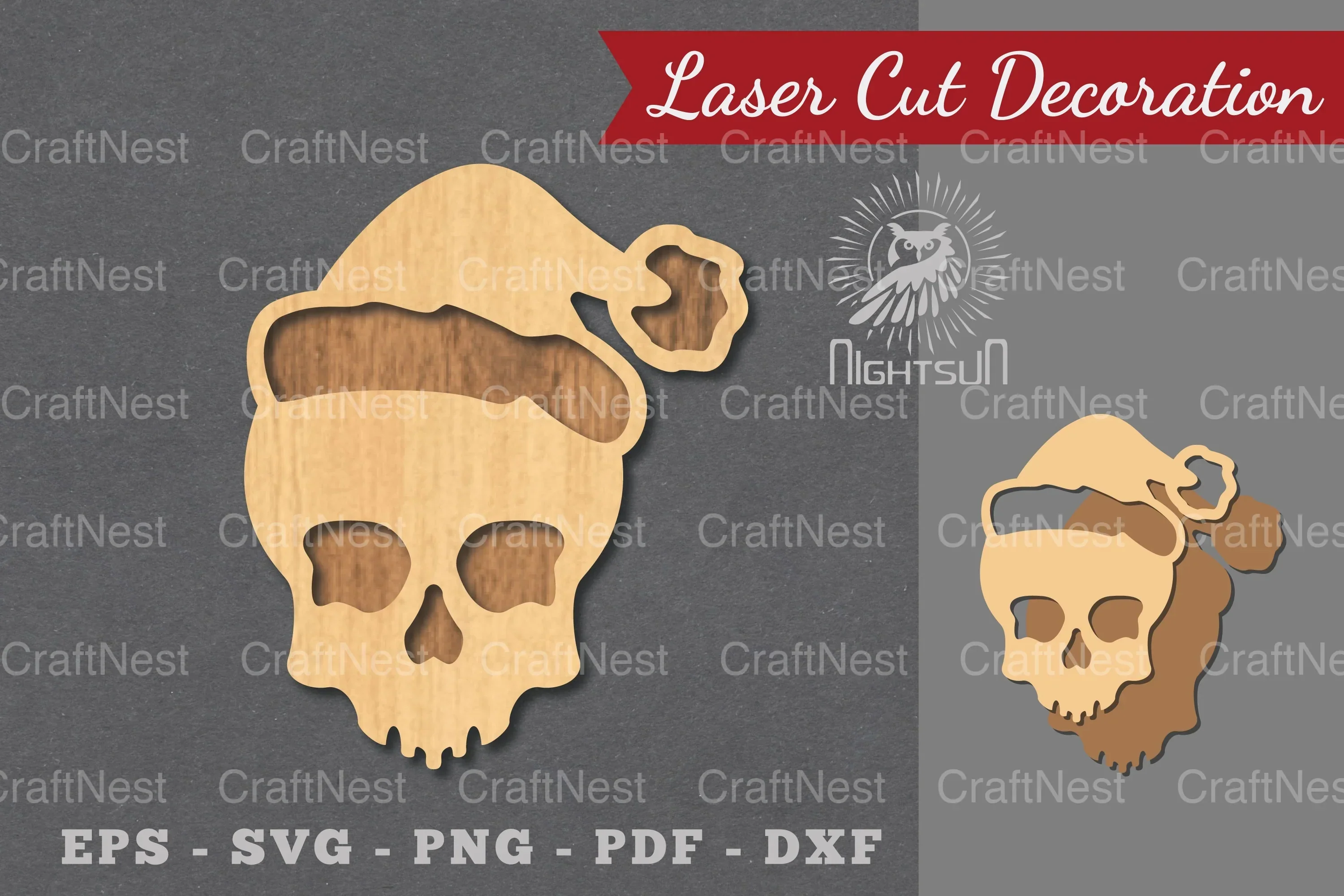 Christmas Skull Laser Cut Decoration Clipart Bundle
