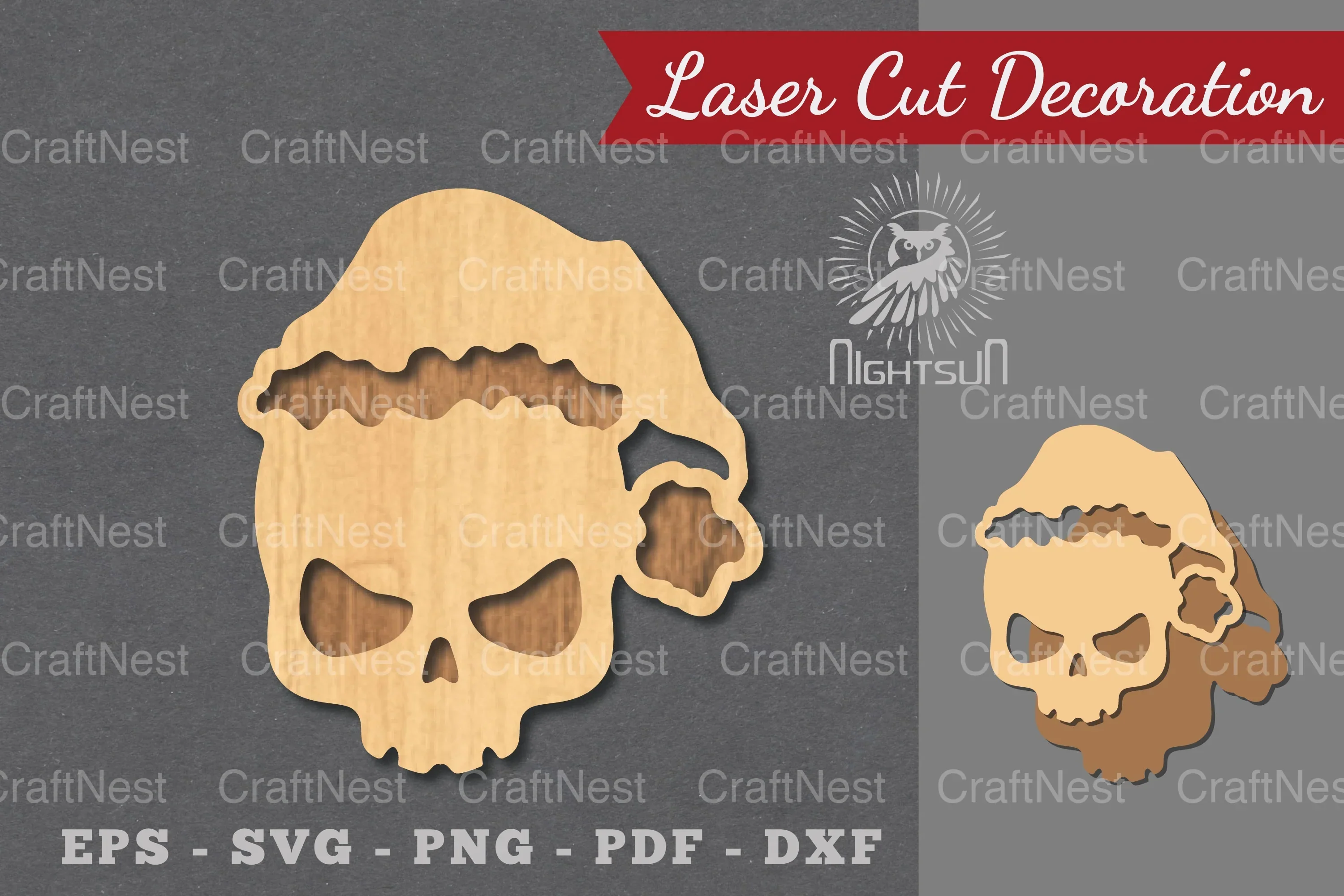 Christmas Skull Laser Cut Decoration Clipart Bundle