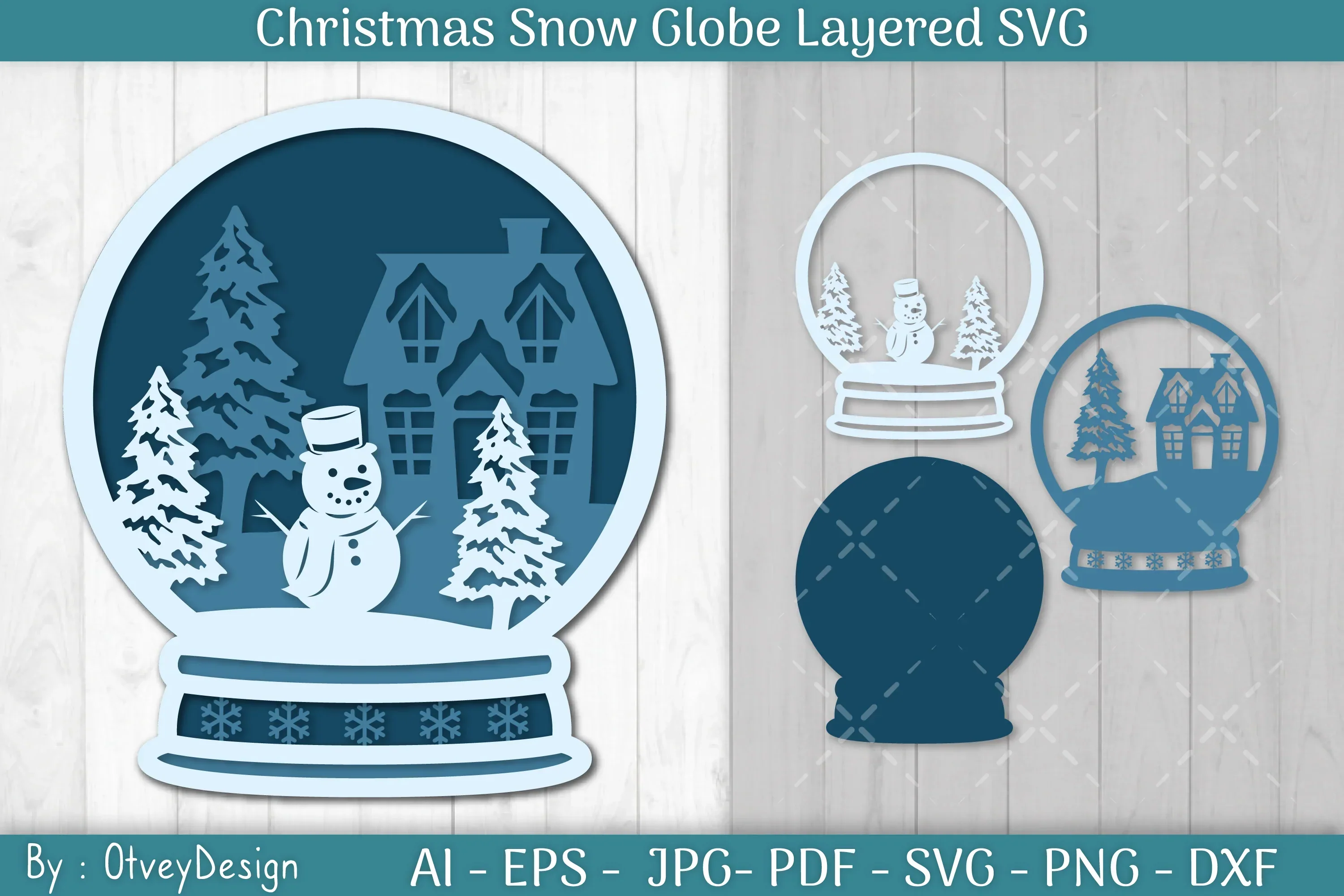Christmas Snow Globe Layered SVG Bundle