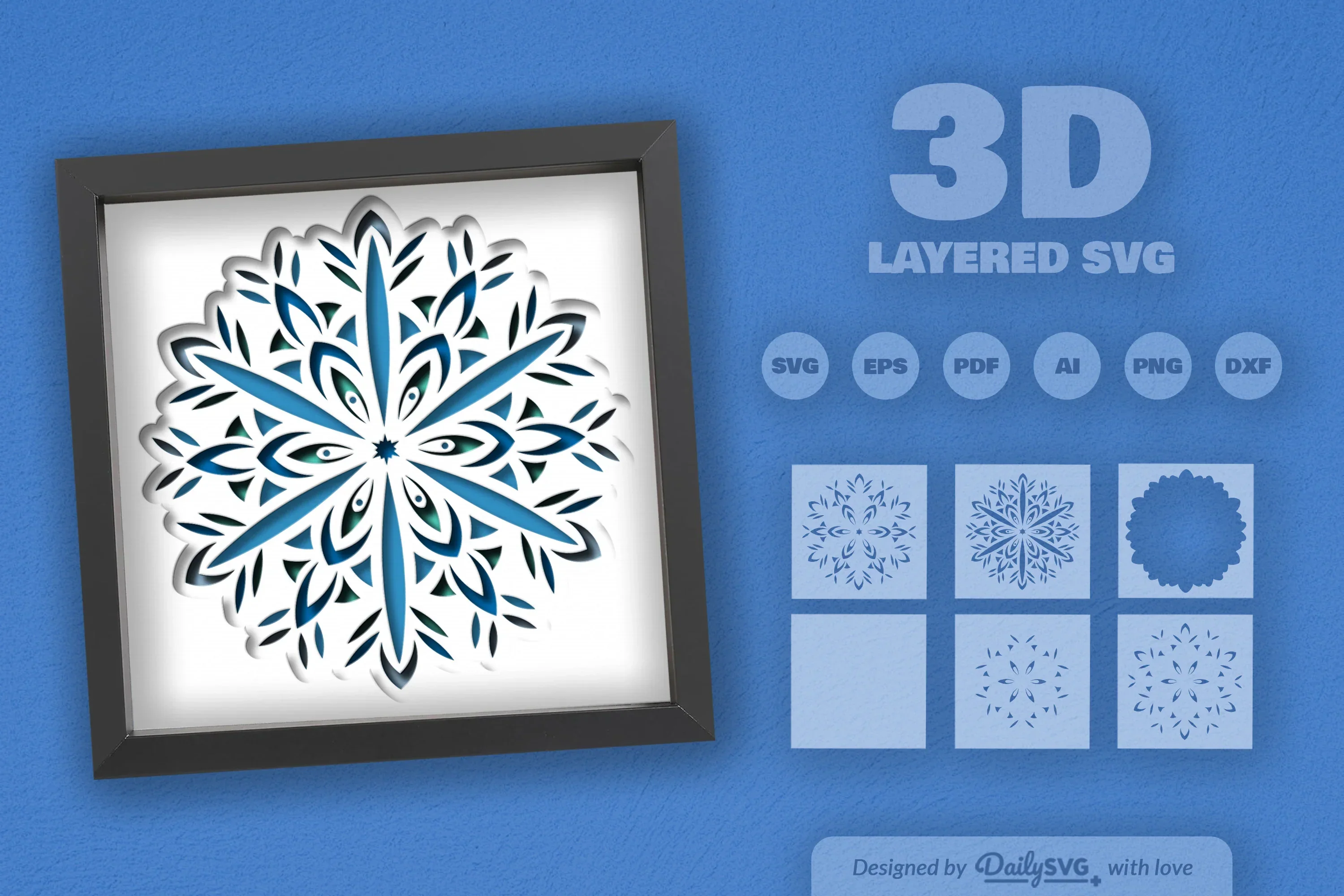 Christmas Snowflake Mandala Papercut SVG Bundle - Image 2