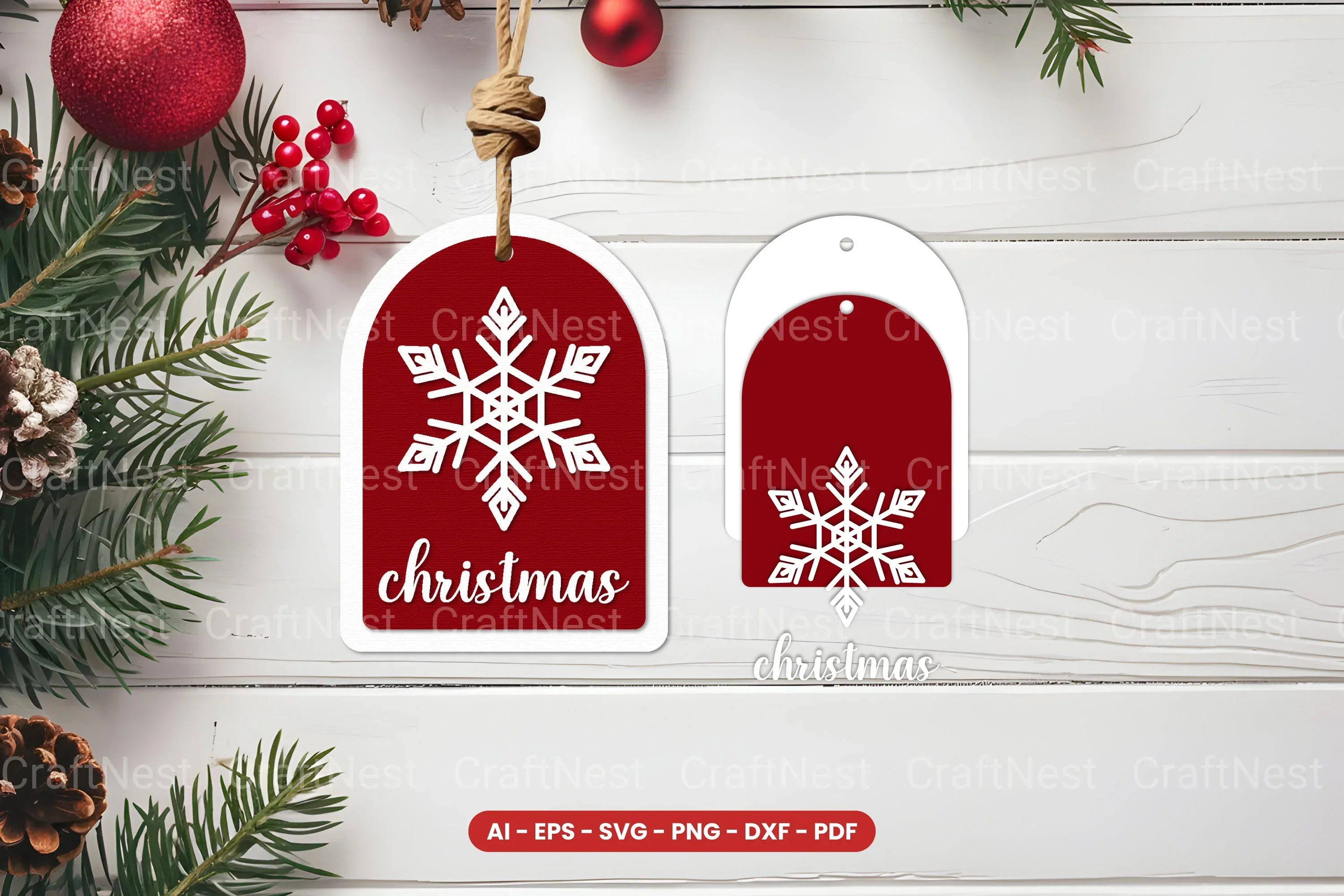 Christmas Tag Laser Cut SVG Bundle
