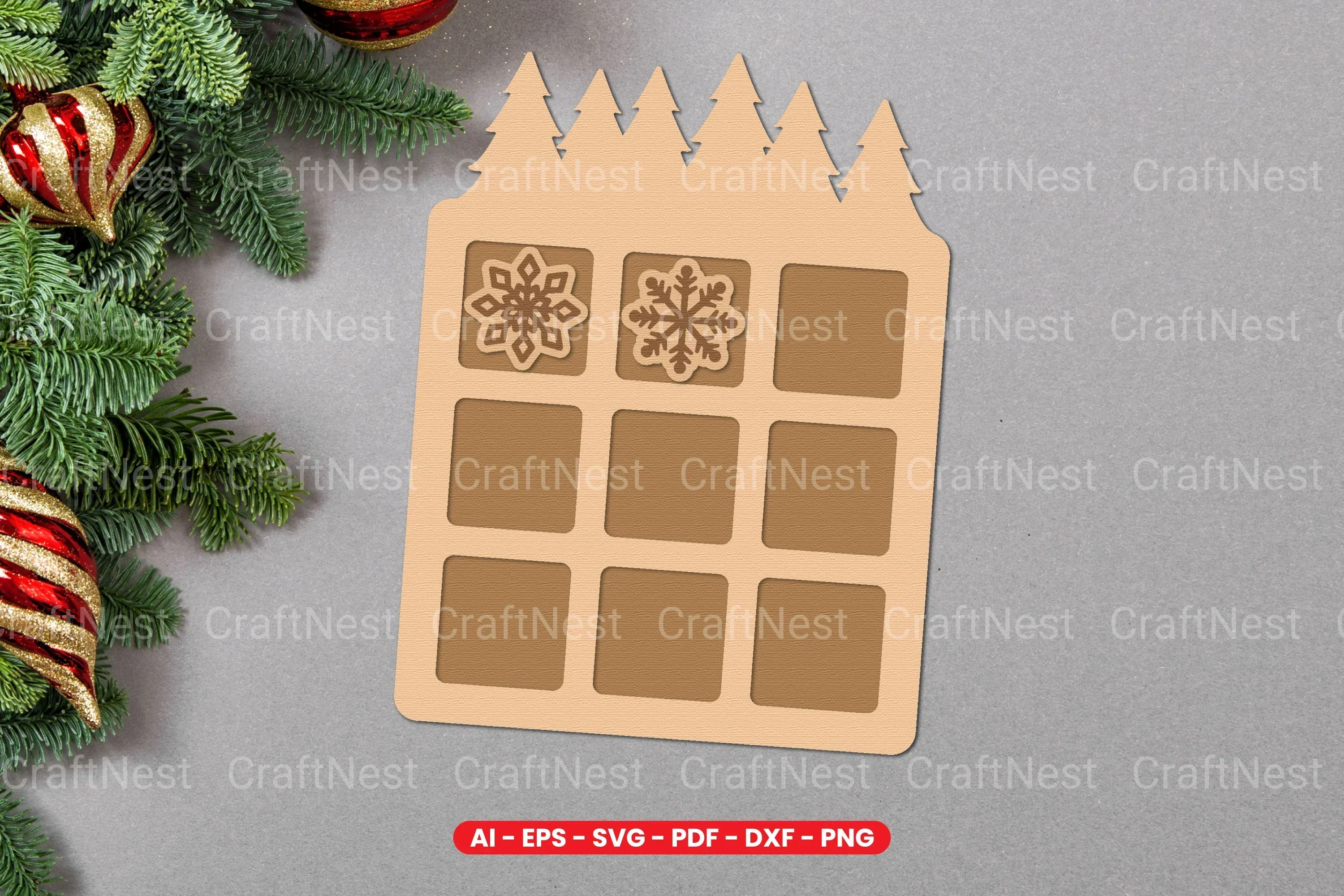 Christmas Tic Tac Toe Lasercut SVG Bundle