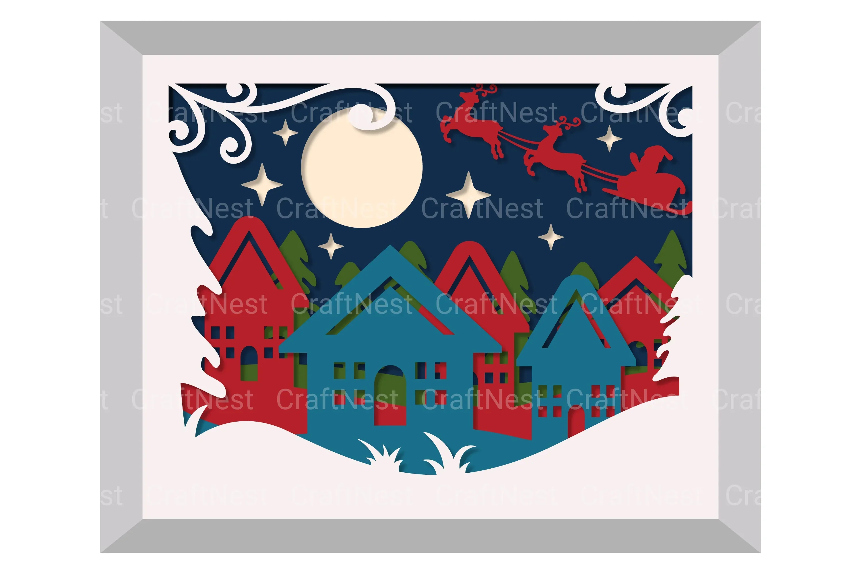 Christmas Town Layered Papercut SVG Bundle - Image 2