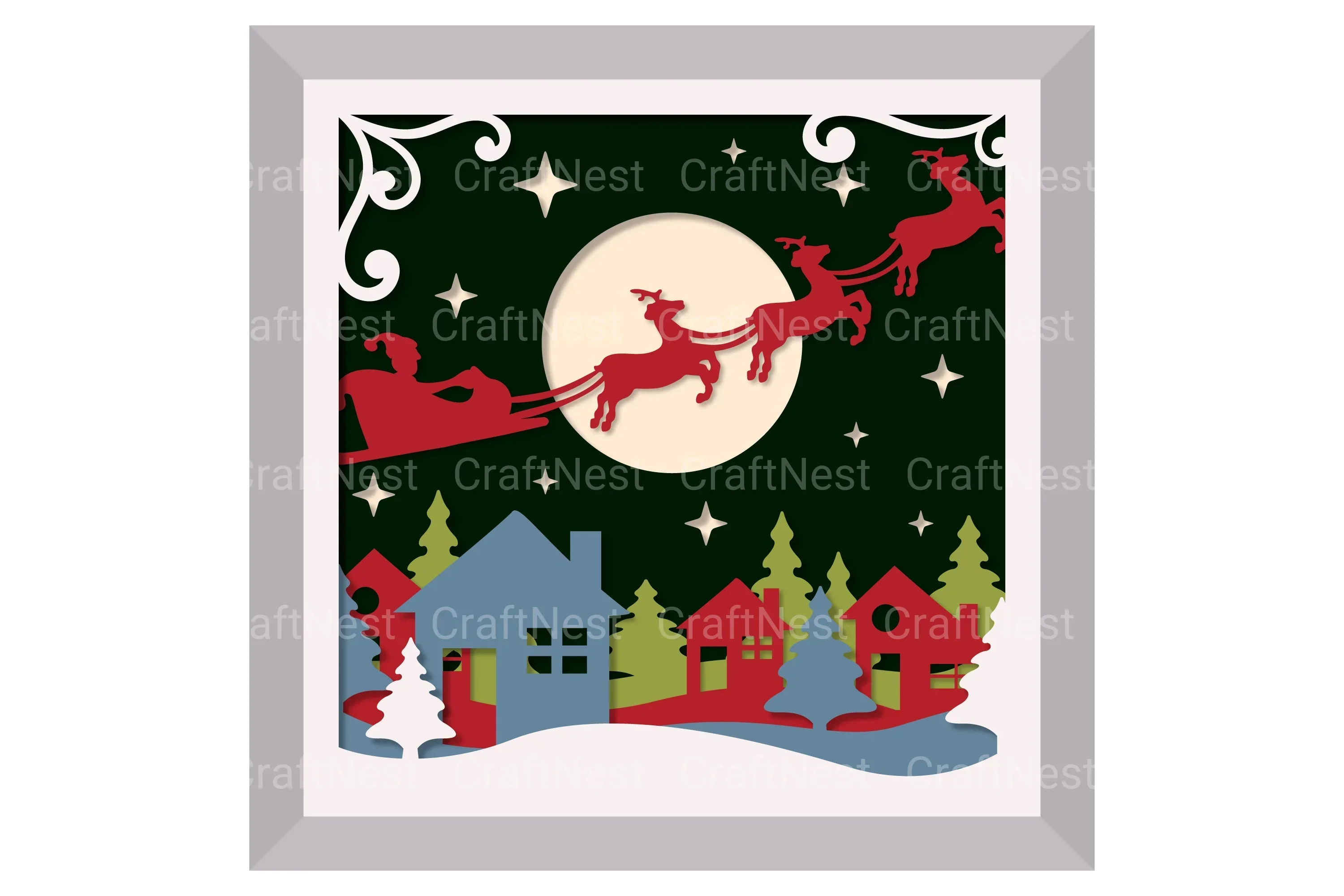 Christmas Town Layered Papercut SVG Bundle - Image 2