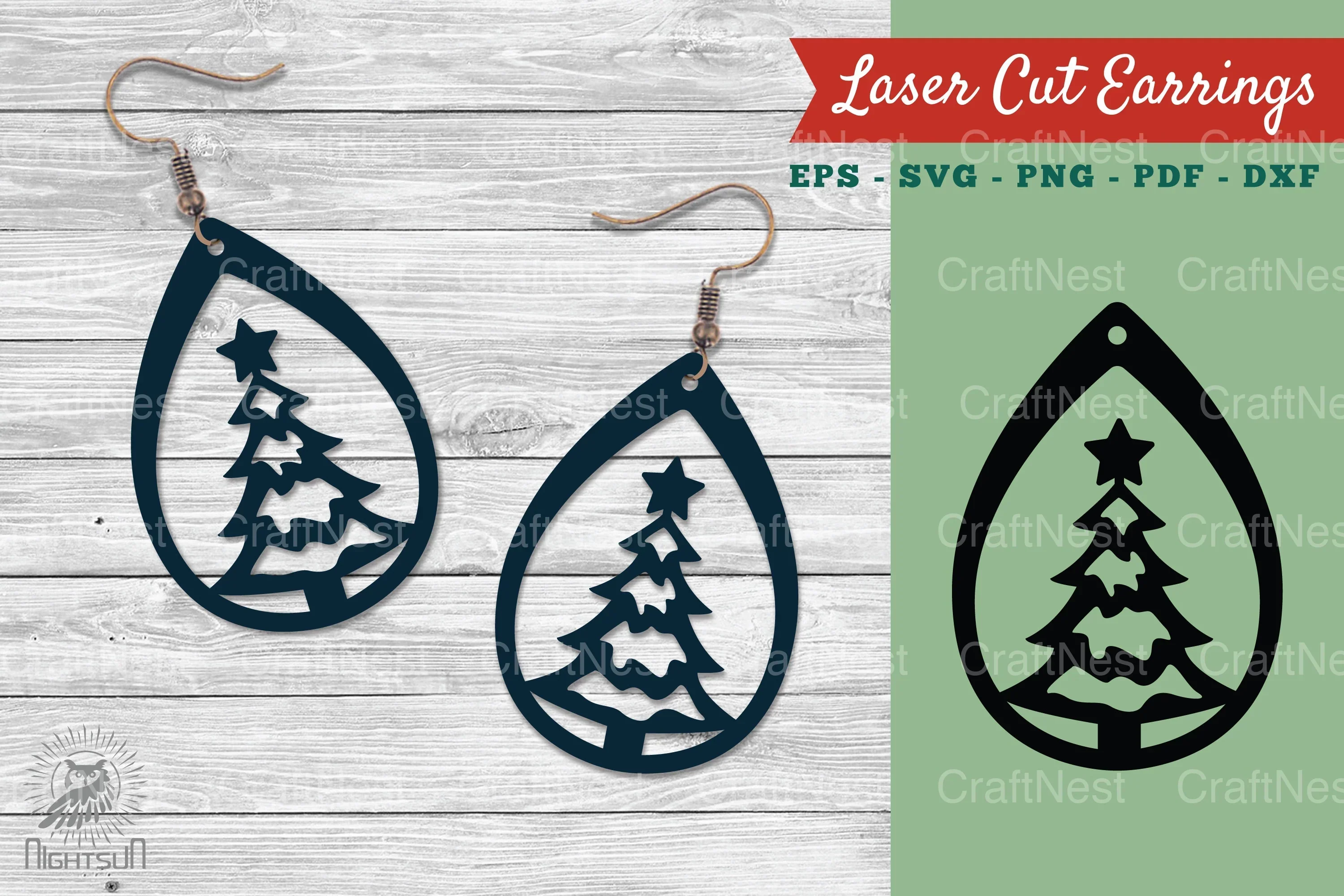 Christmas Tree Earrings Design Clipart Bundle