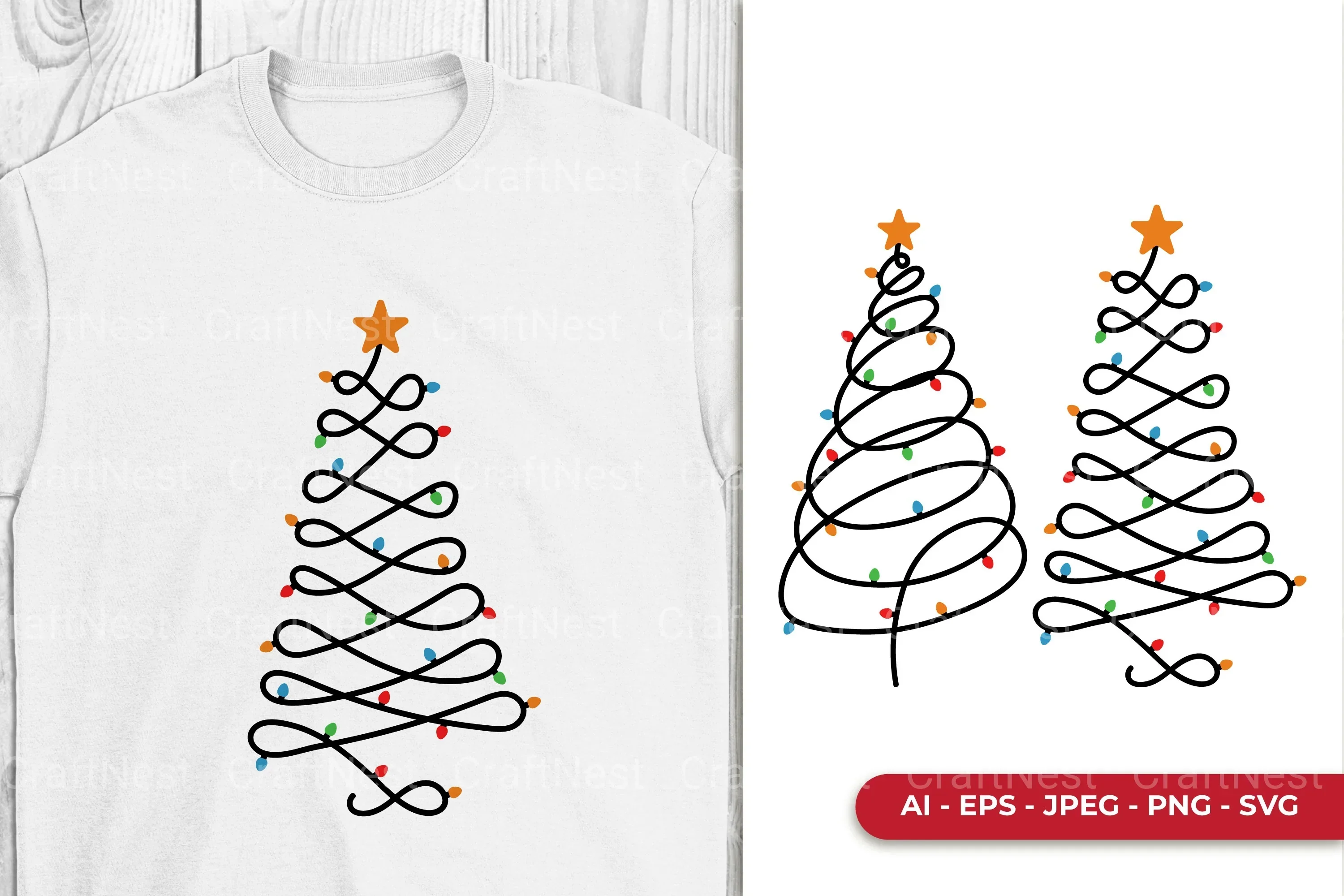 Christmas Tree Lamp Clipart Bundle
