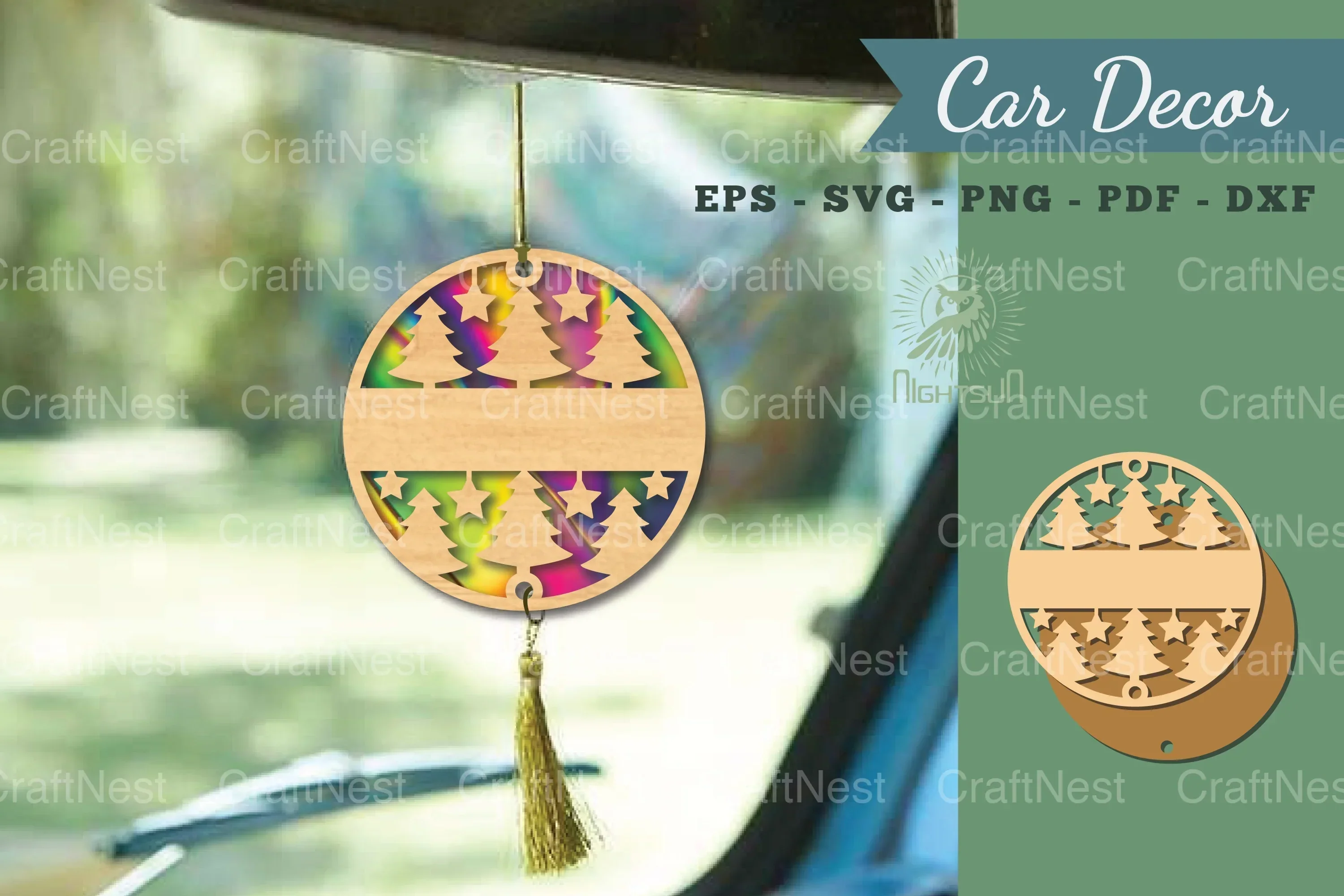 Christmas Tree Laser Cut Car Decoration Clipart Bundle