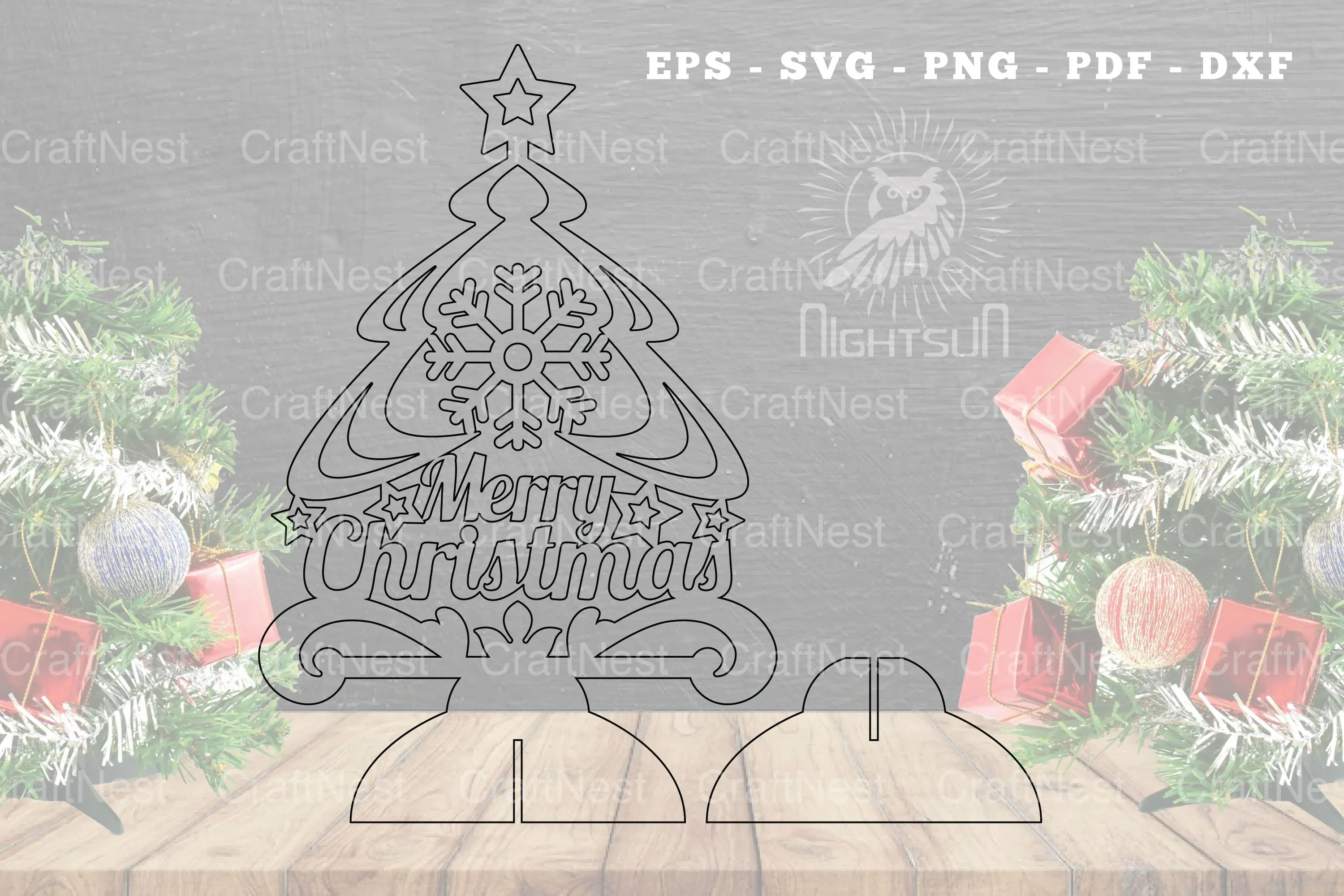 Christmas Tree Laser Cut Decoration Clipart Bundle - Image 2