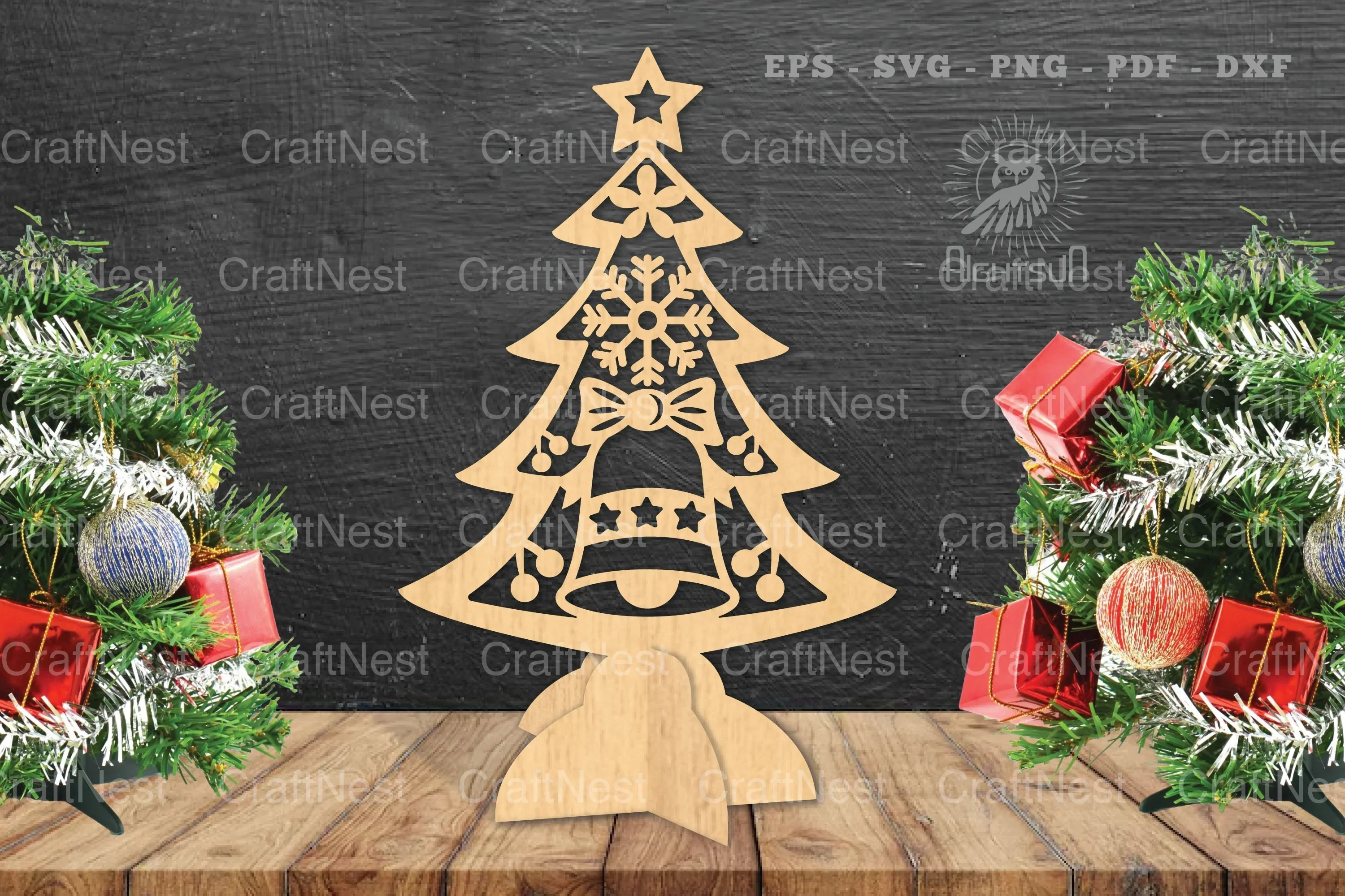 Christmas Tree Laser Cut Decoration Clipart Bundle