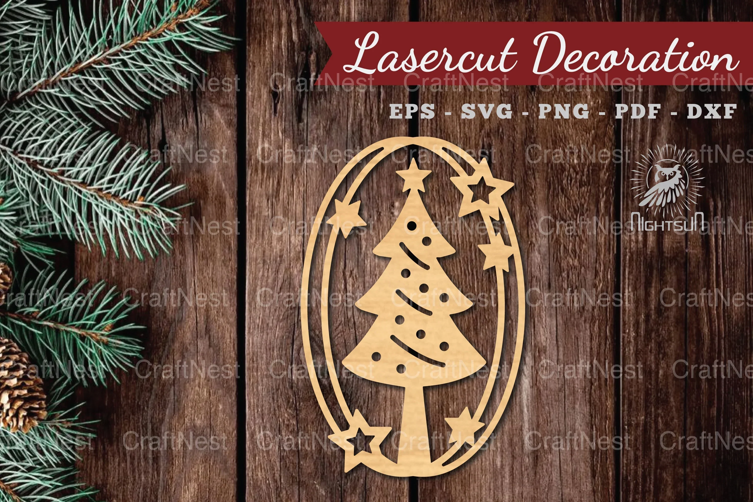 Christmas Tree Laser Cut Decoration Clipart Bundle