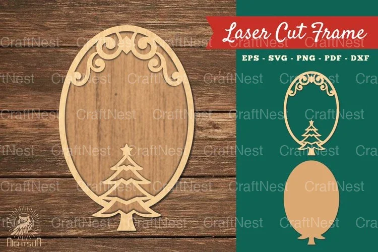 Christmas Tree Laser Cut Frame Clipart Bundle