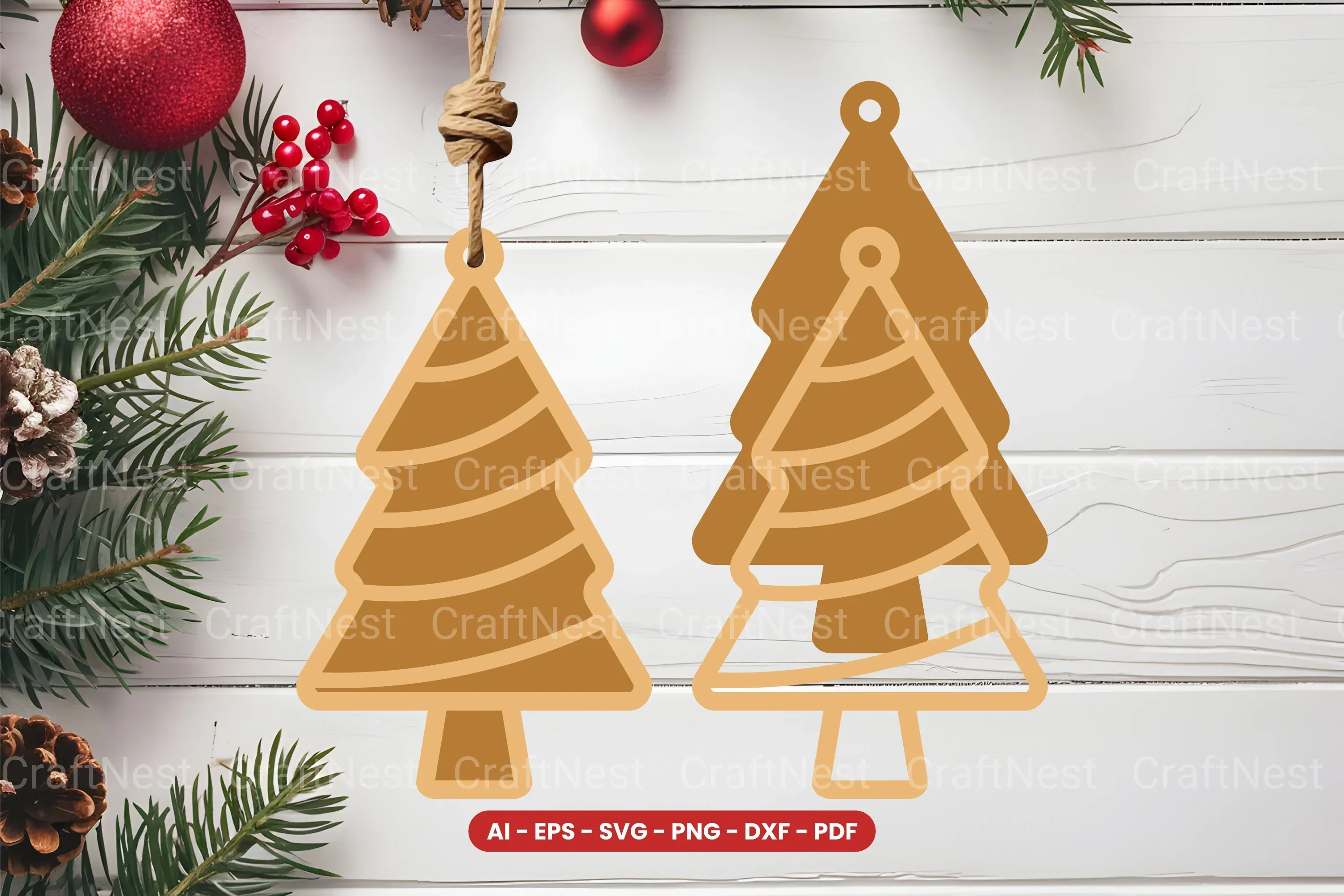 Christmas Tree Ornament Laser Cut SVG Bundle