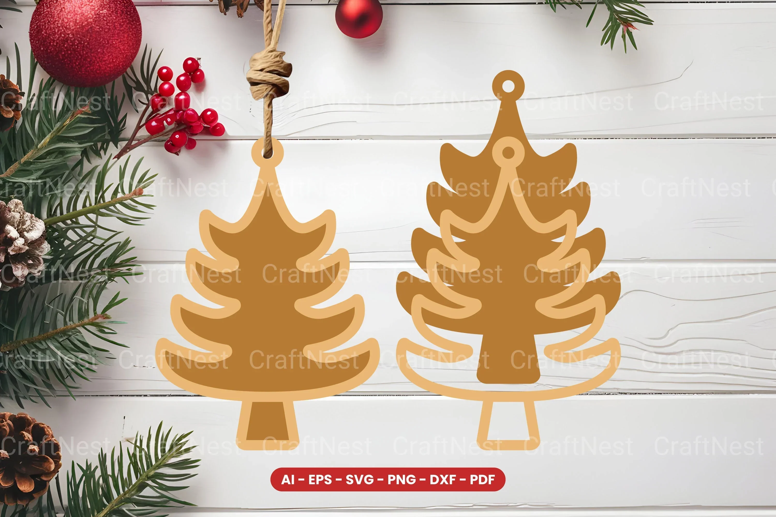 Christmas Tree Ornament Laser Cut SVG Bundle