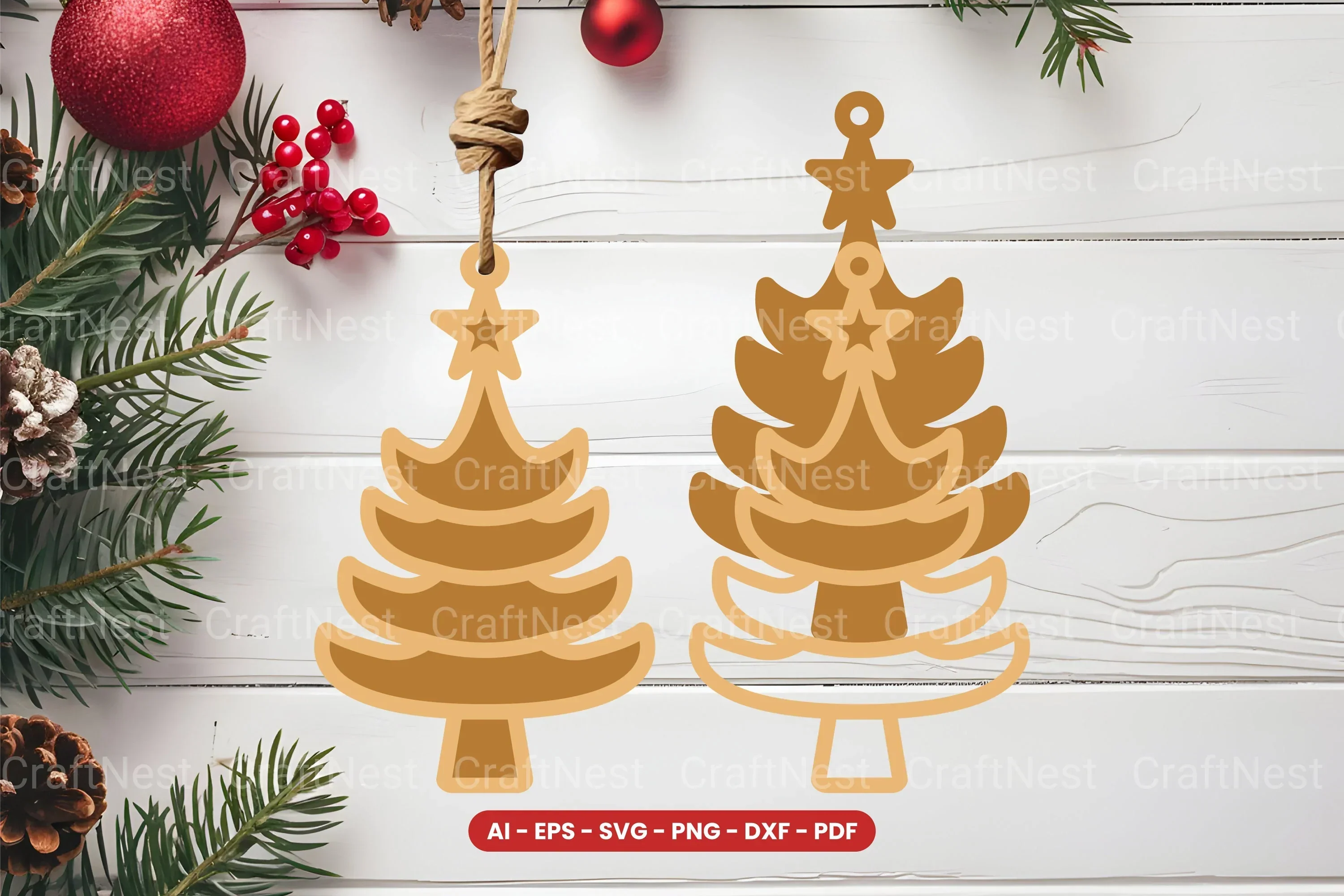 Christmas Tree Ornament Laser Cut SVG Bundle