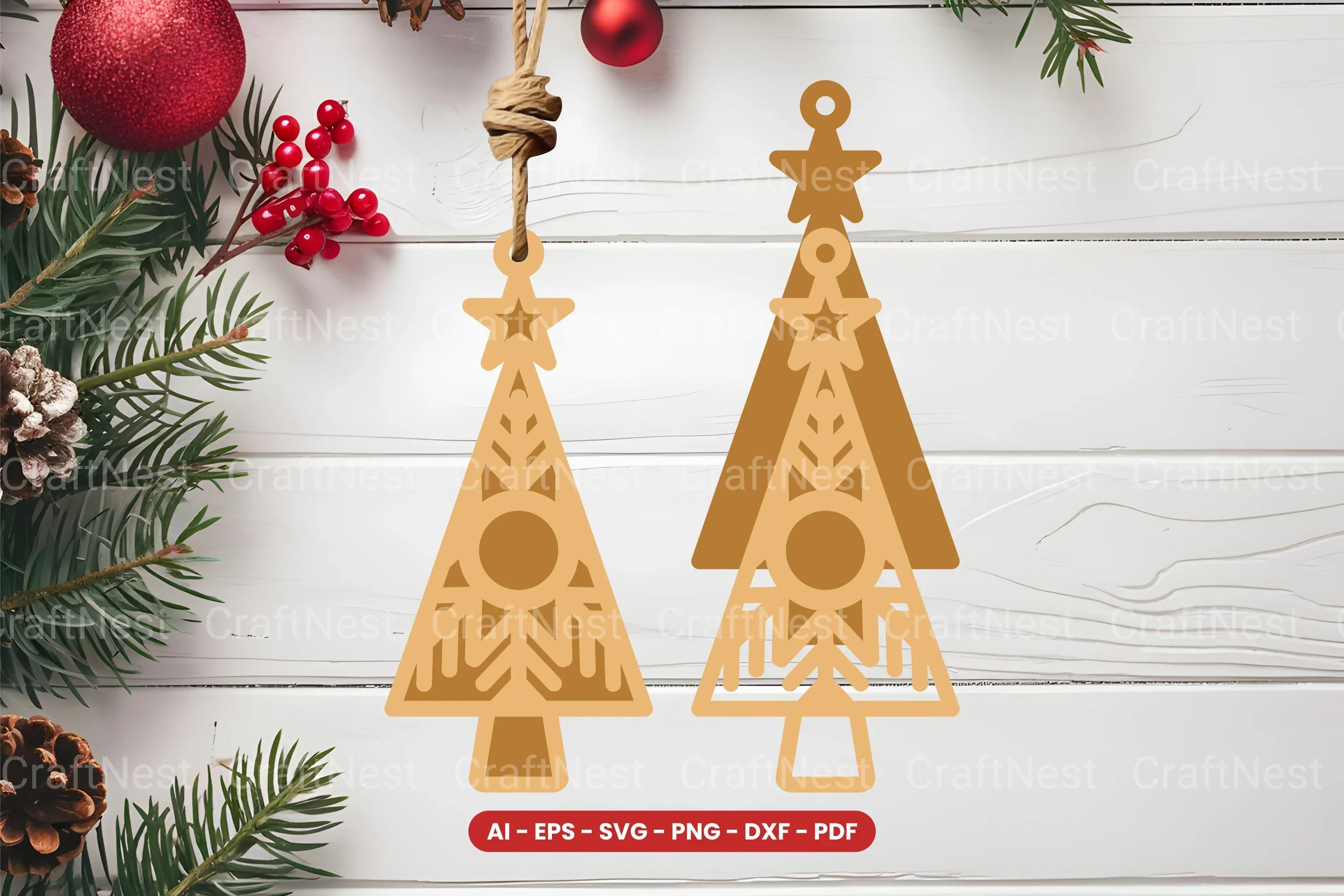 Christmas Tree Ornament Laser Cut SVG Bundle