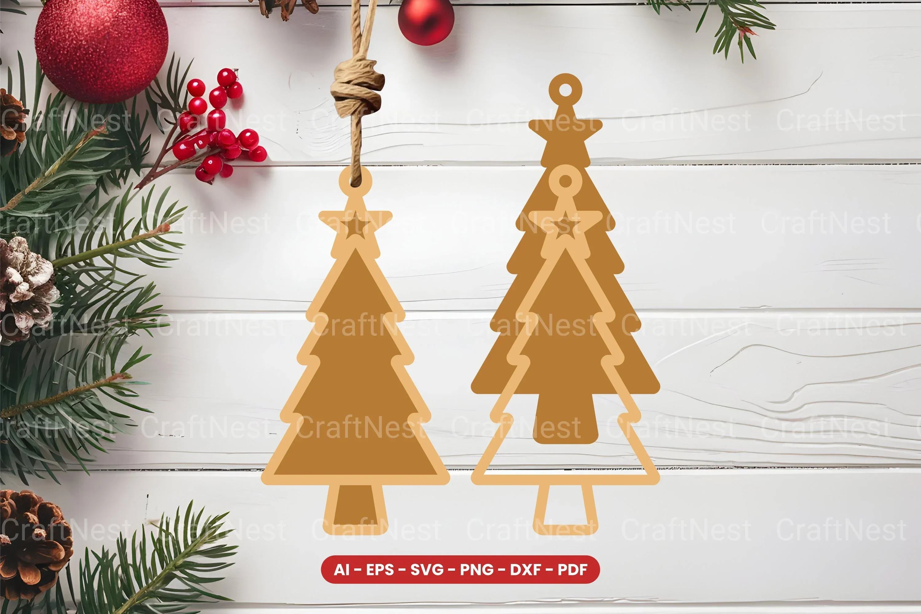 Christmas Tree Ornament Laser Cut SVG Bundle