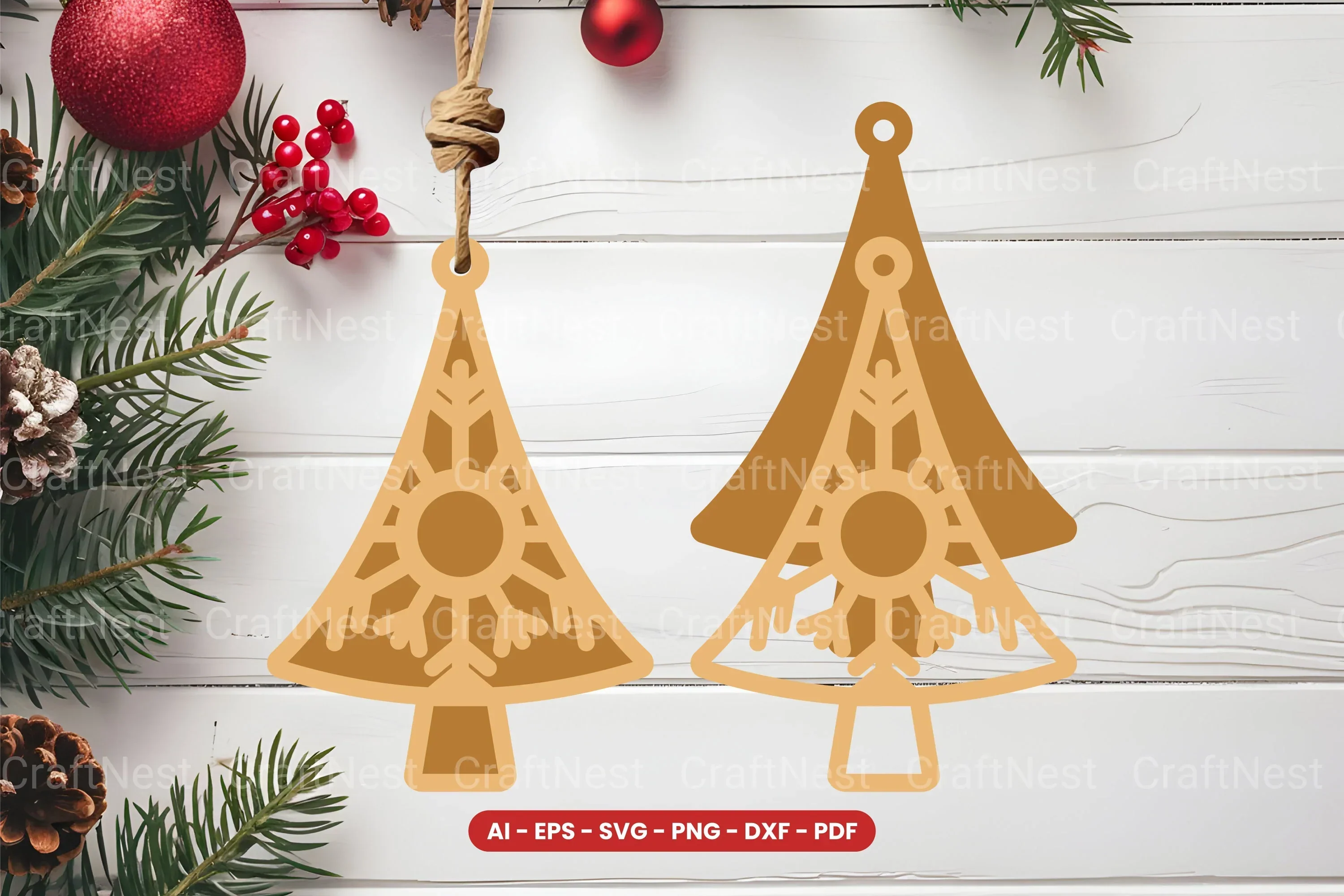 Christmas Tree Ornament Laser Cut SVG Bundle