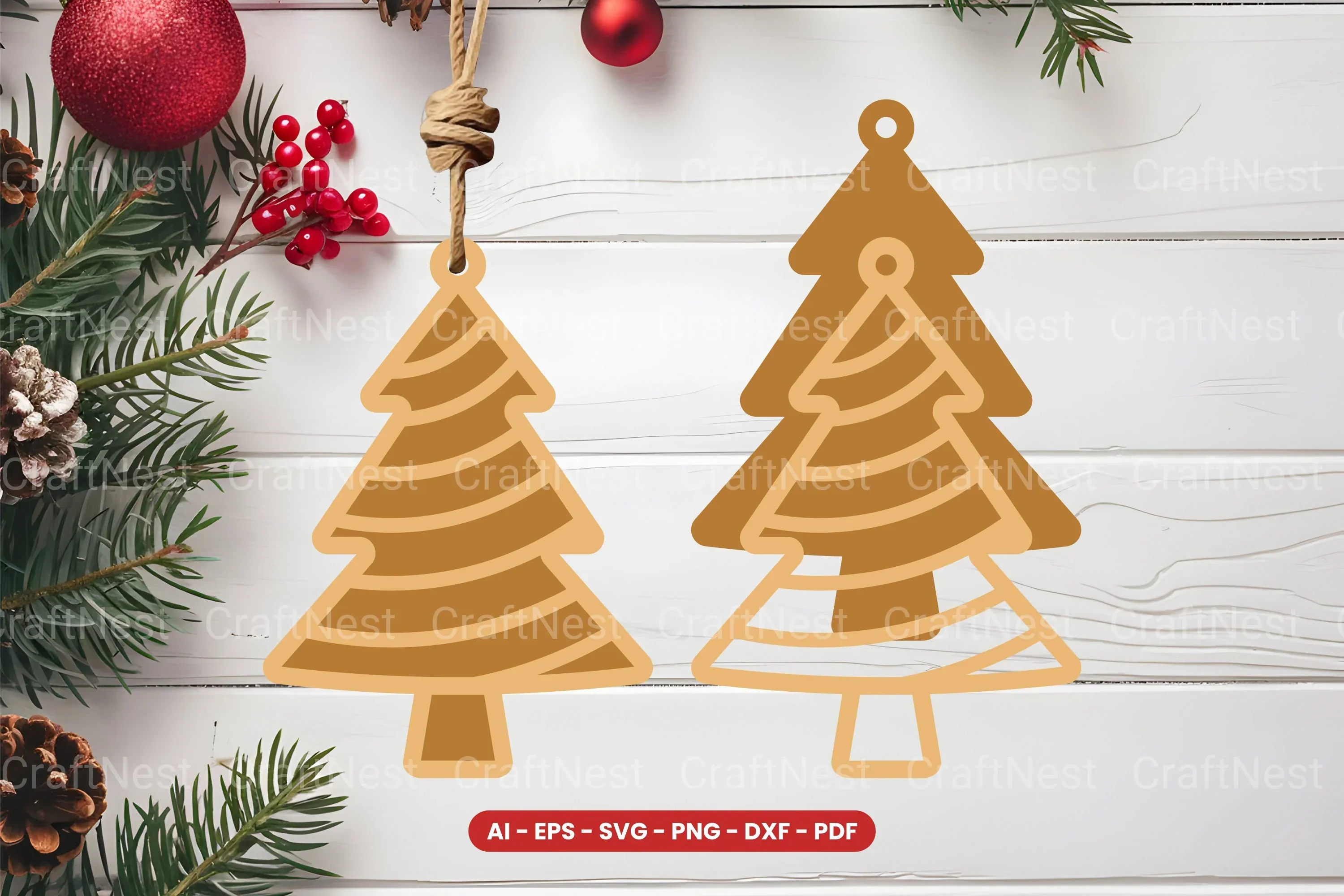 Christmas Tree Ornament Laser Cut SVG Bundle