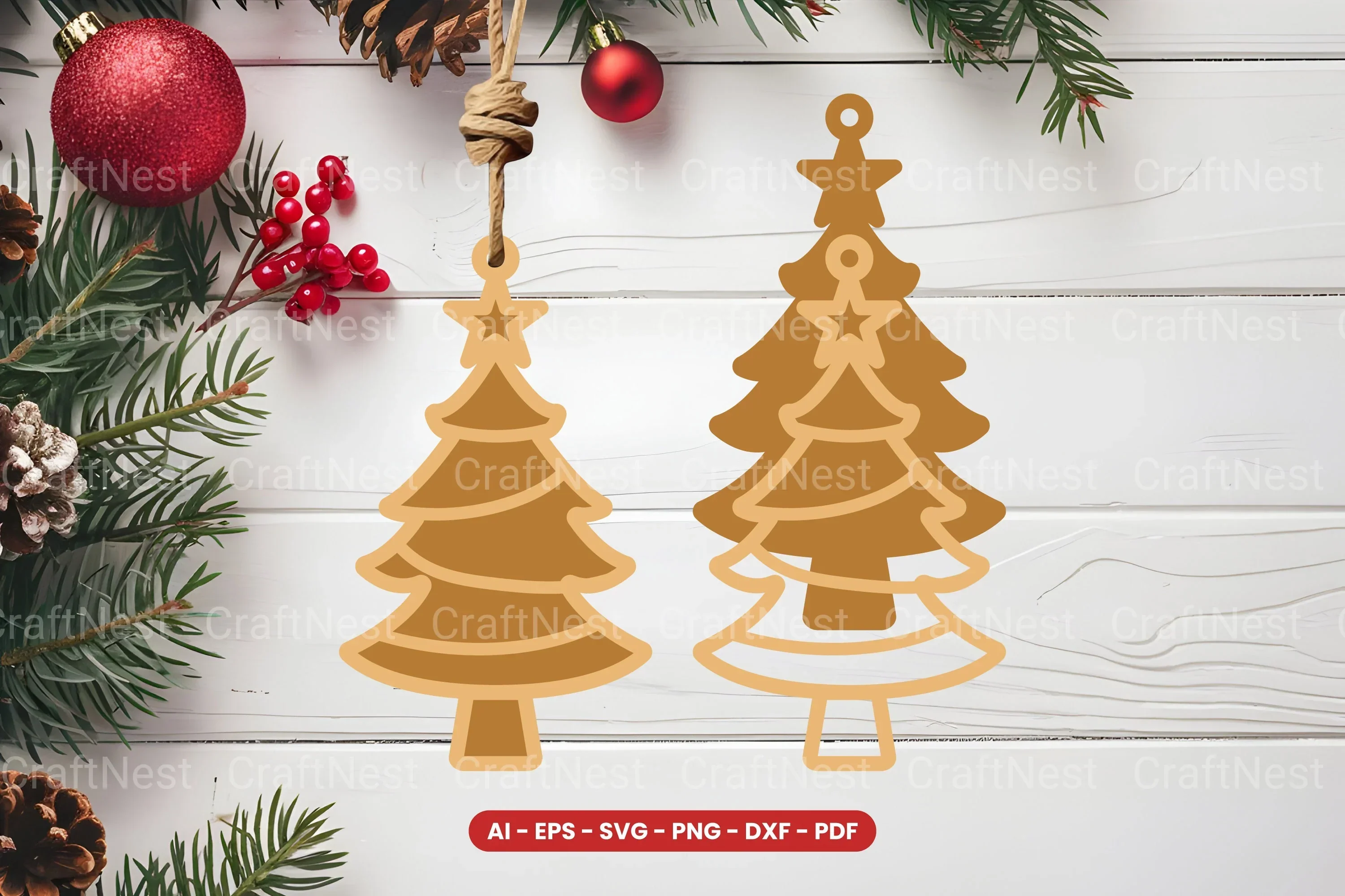 Christmas Tree Ornament Laser Cut SVG Bundle