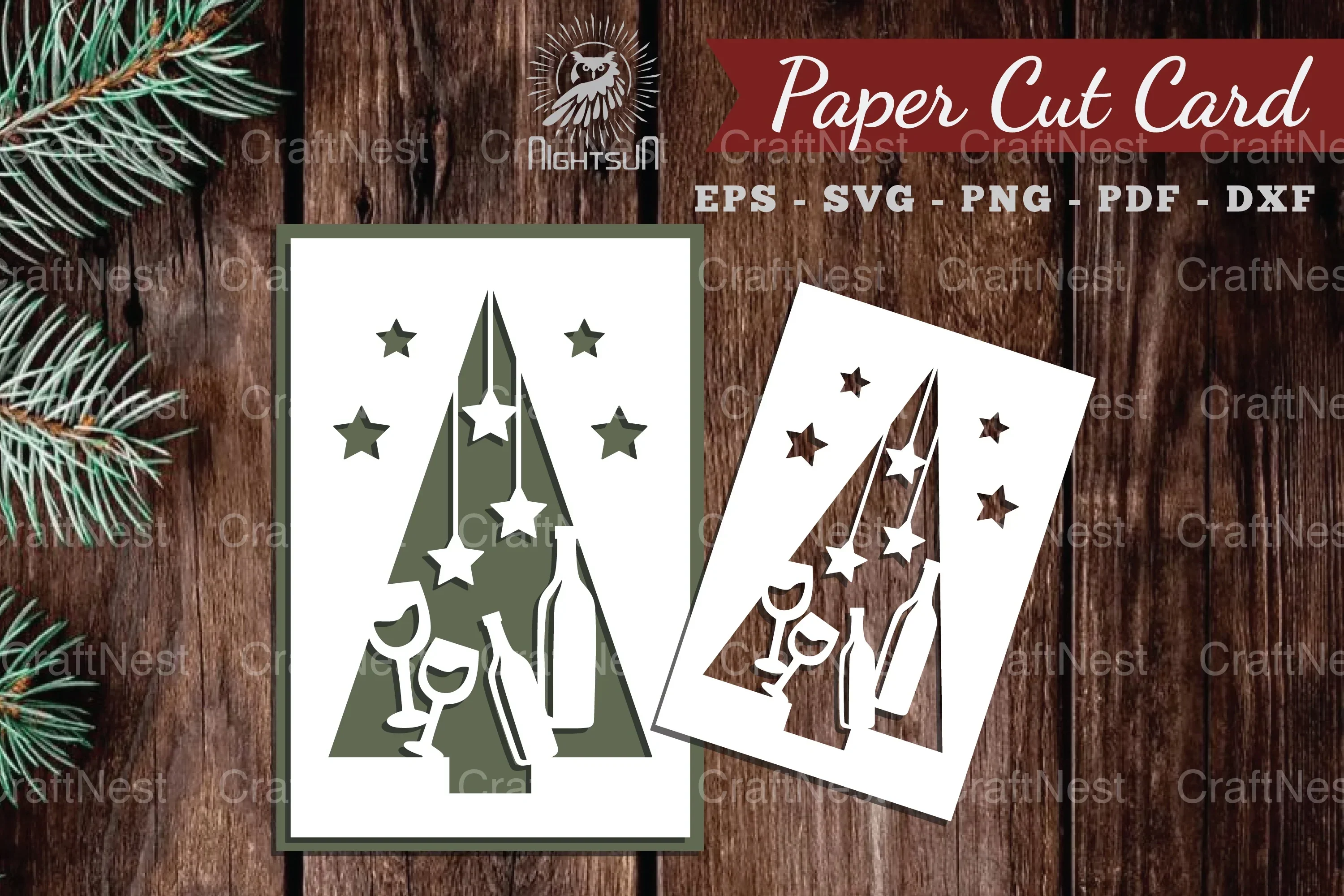 Christmas Tree Paper Cut Card SVG Bundle