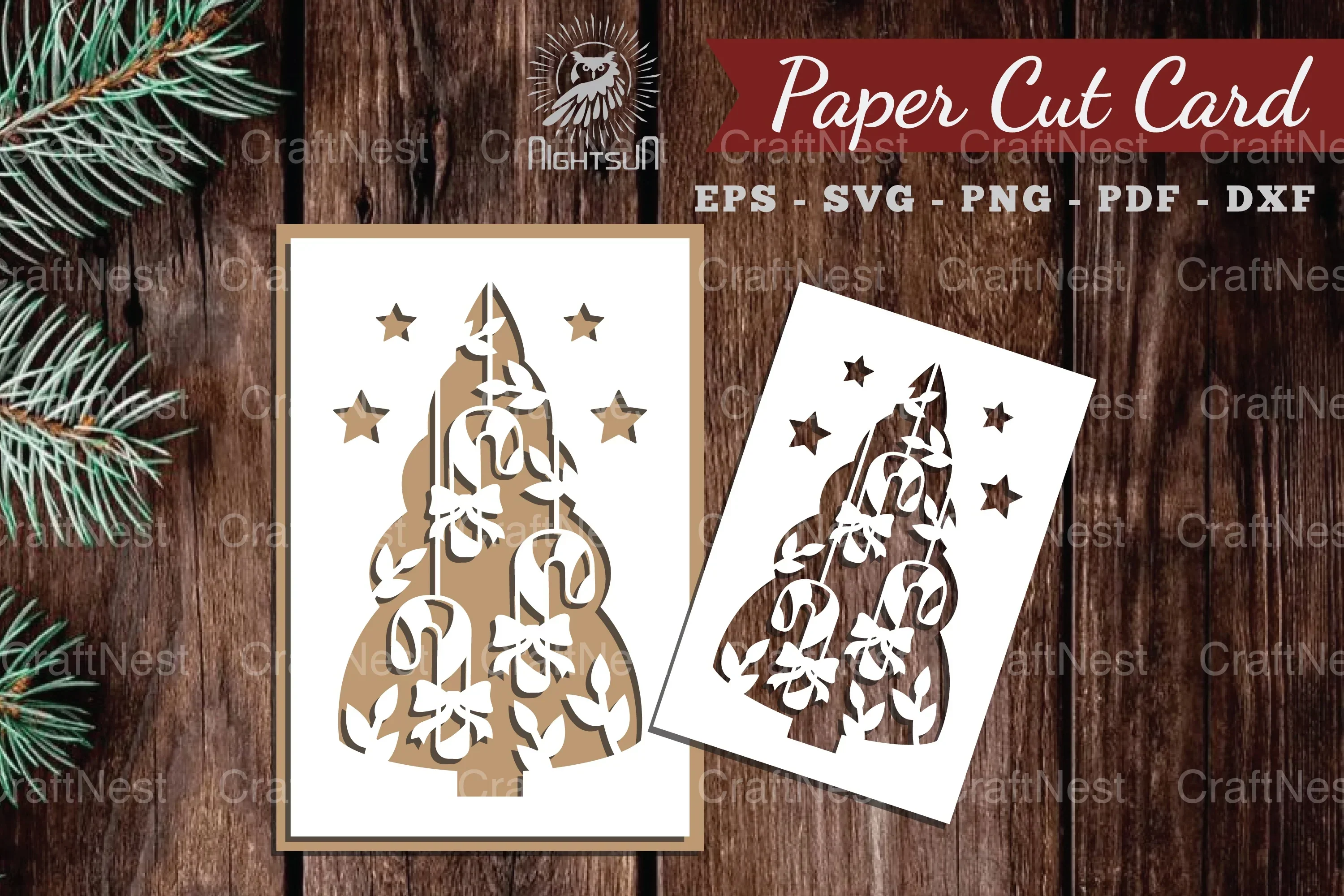 Christmas Tree Paper Cut Card SVG Bundle