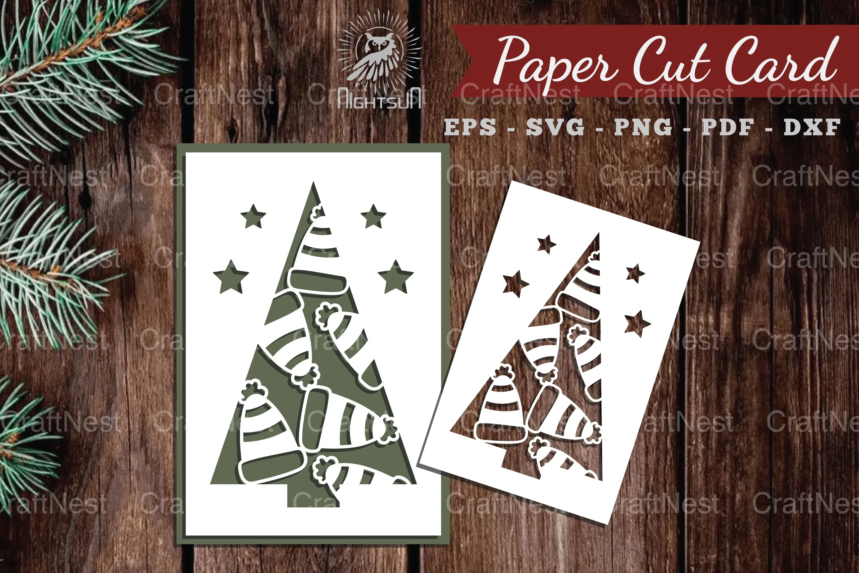 Christmas Tree Paper Cut Card SVG Bundle