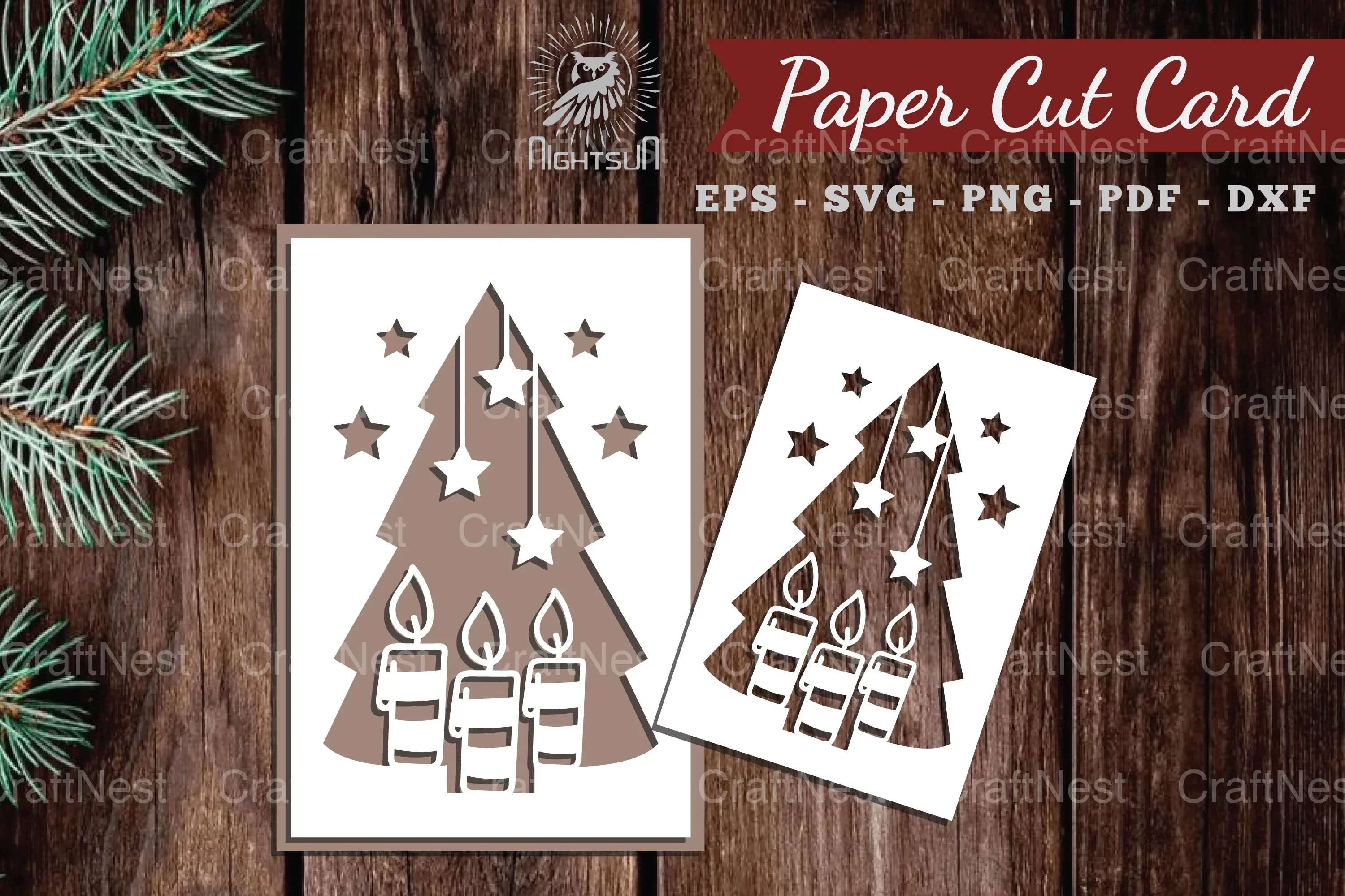Christmas Tree Paper Cut Card SVG Bundle