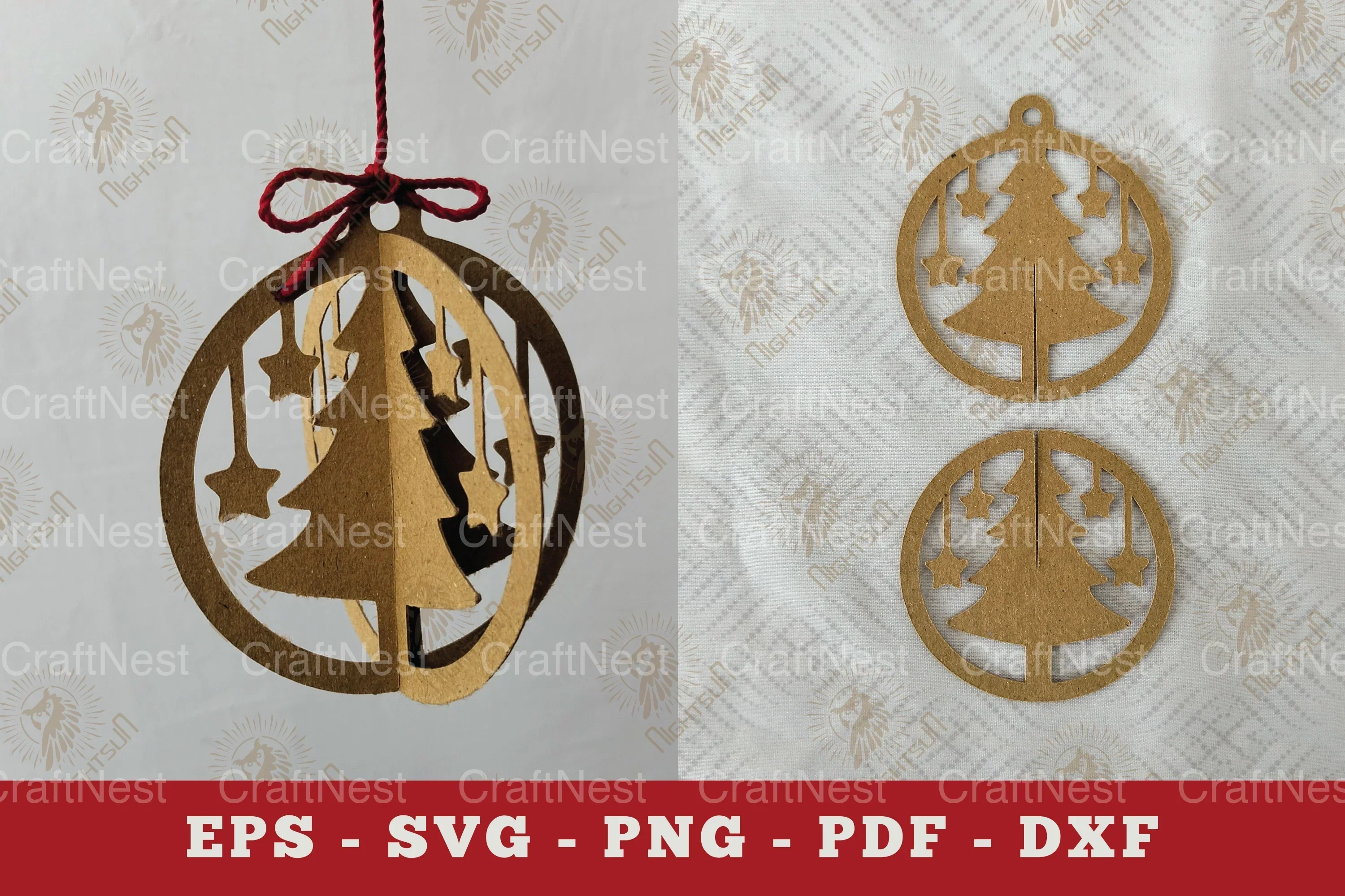 Christmas Tree Paper Cut Ornament Clipart Bundle