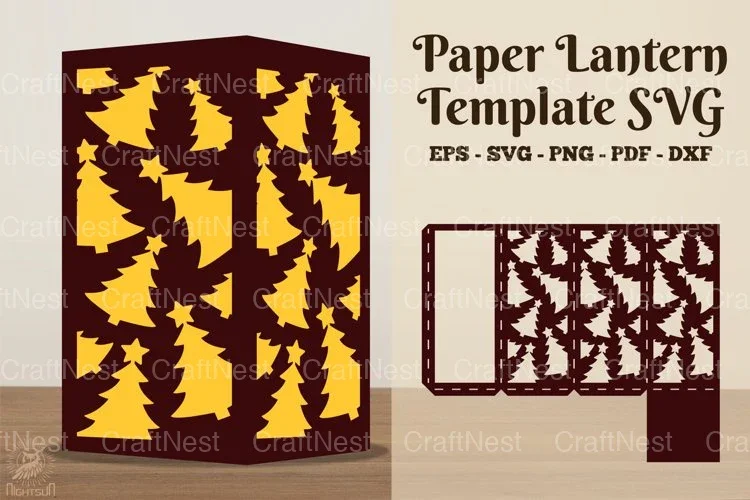 Christmas Tree Paper Lantern Template - SVG Bundle
