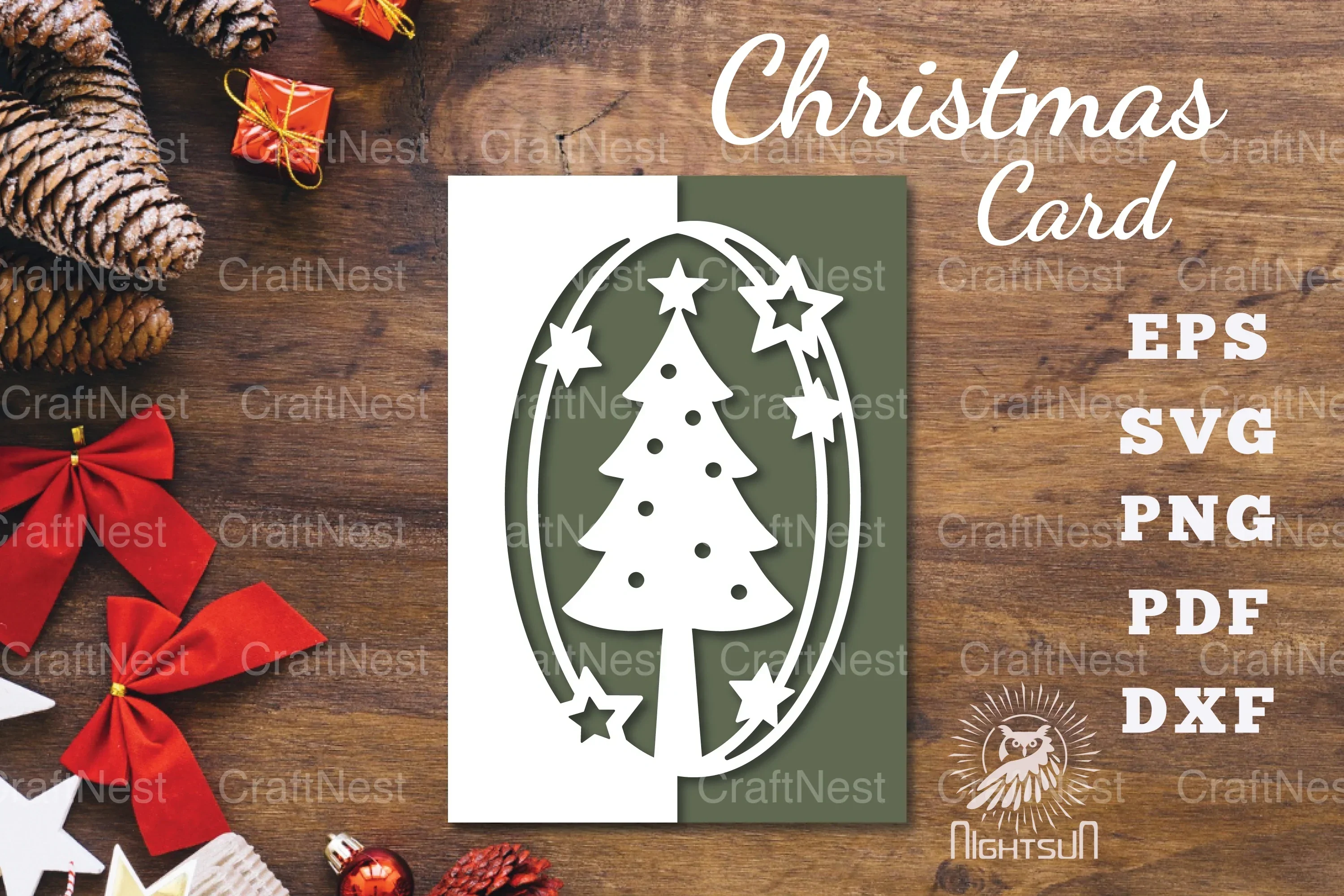 Christmas Tree Papercut Card SVG Bundle