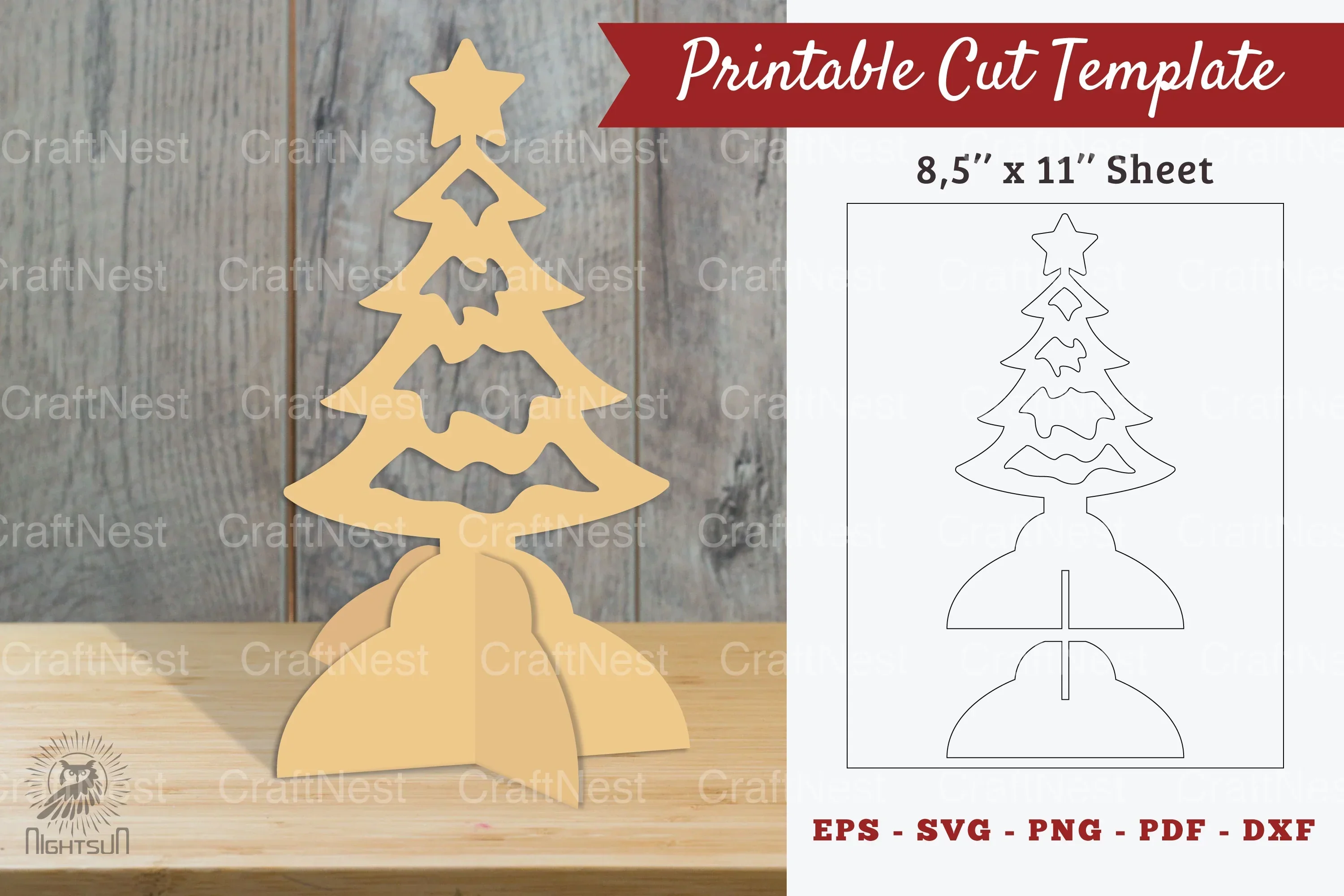 Christmas Tree Printable Cut Template Bundle
