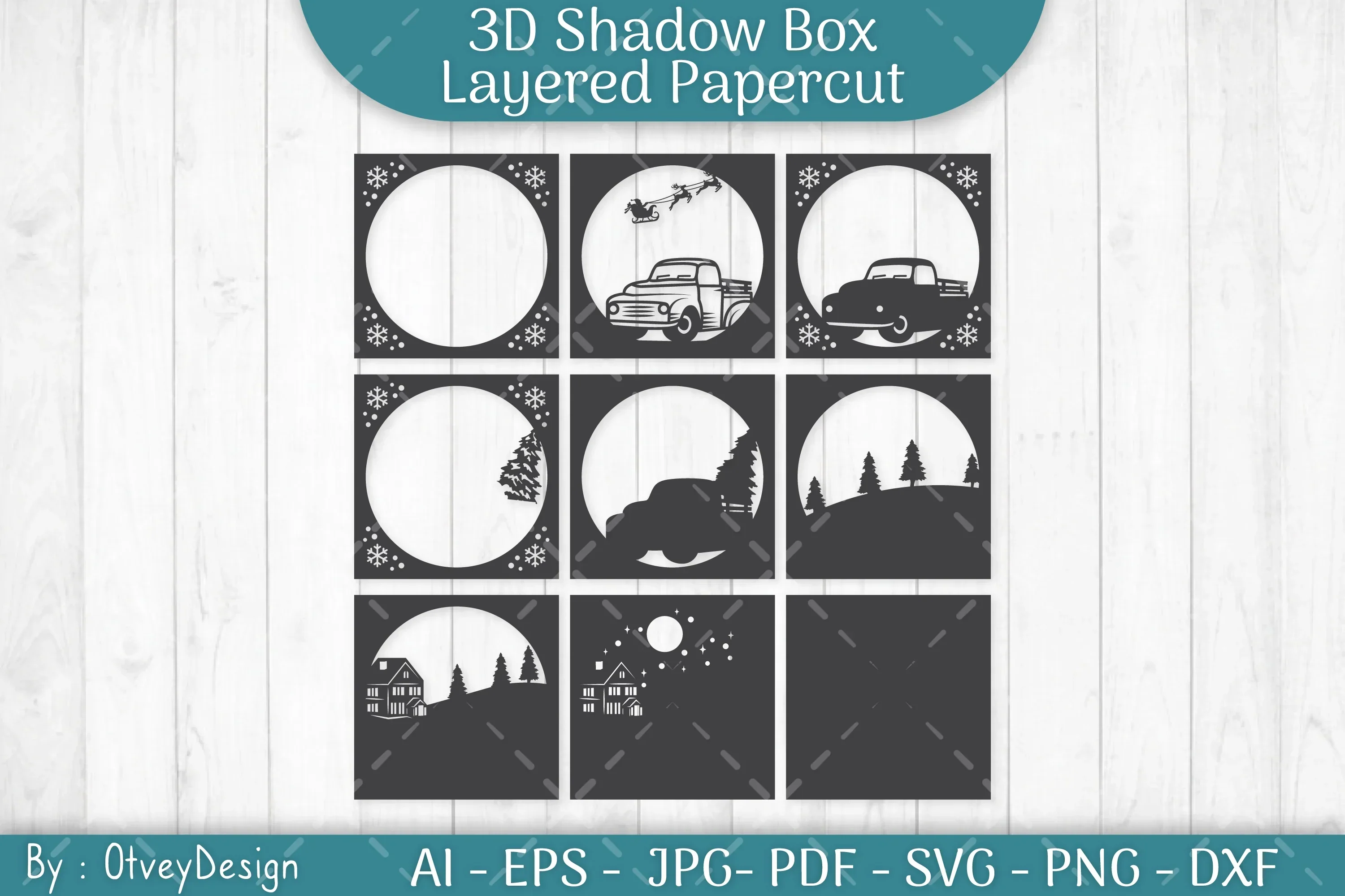 Christmas Truck 3D Shadow Box SVG Bundle - Image 3