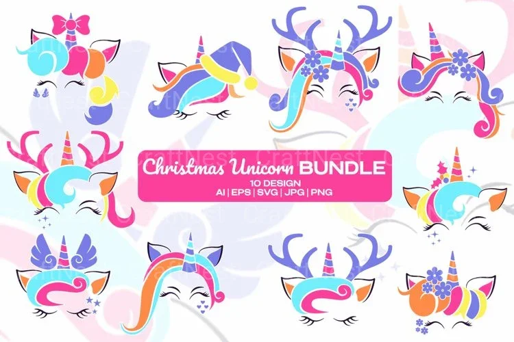 Christmas Unicorn SVG Bundle