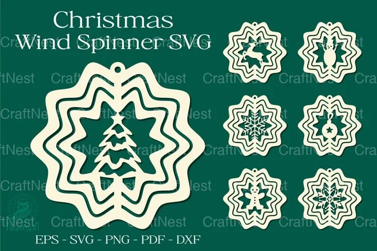 Christmas Wind Spinner Papercut Clipart Bundle