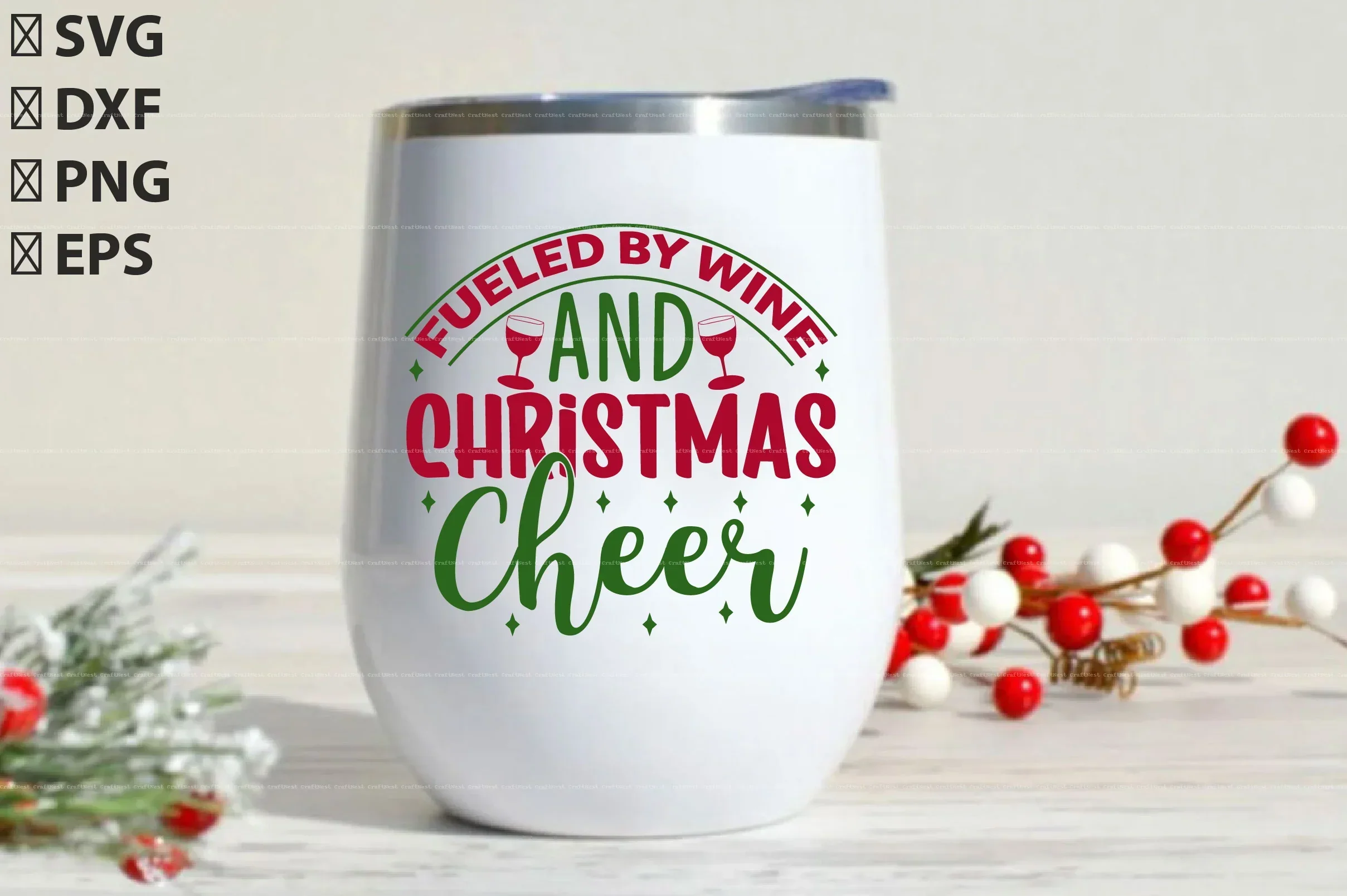 Christmas Wine Glass SVG Bundle - Image 17
