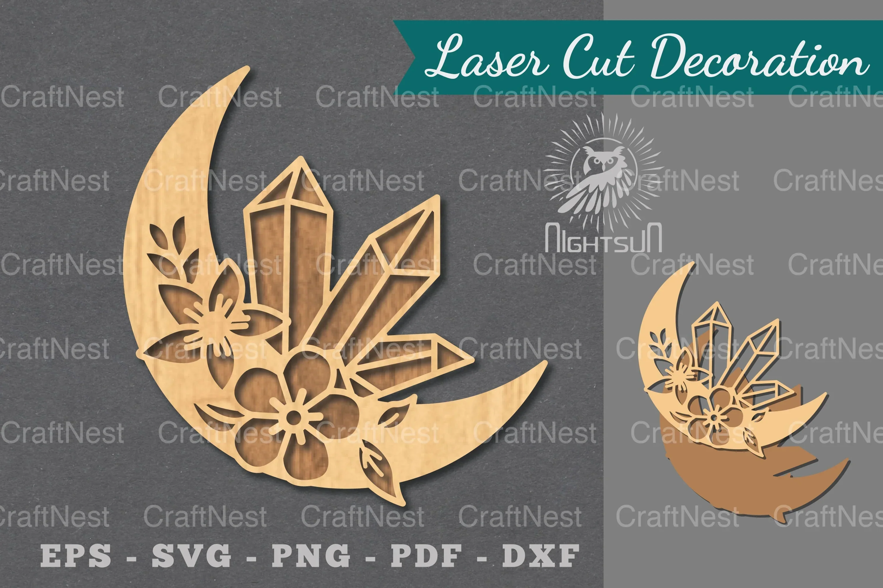 Chrystal Moon Laser Cut Decoration Clipart Bundle